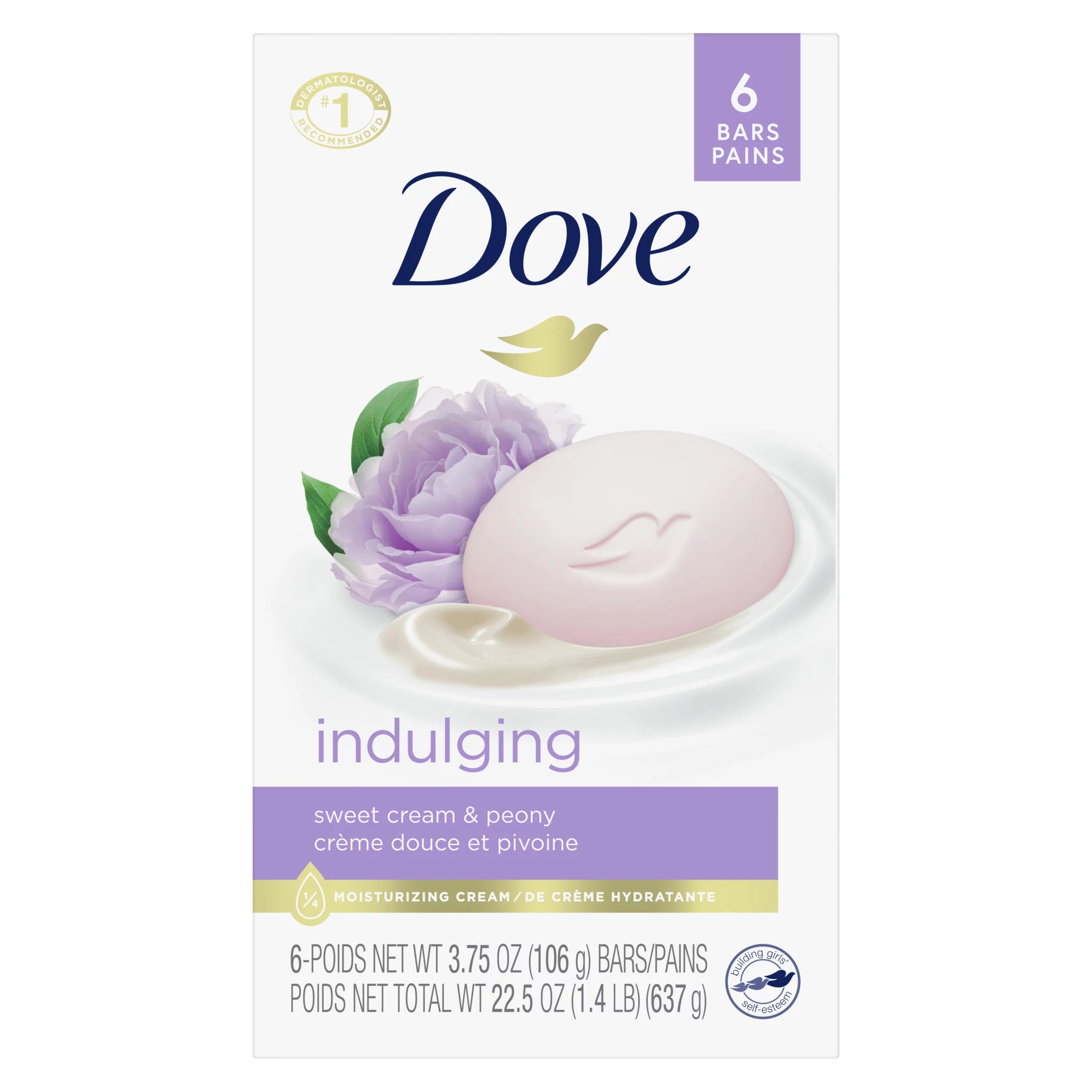 Dove Indulging Sweet Cream More Moisturizing Than Bar Soap, 3.75 oz., 6 CT.