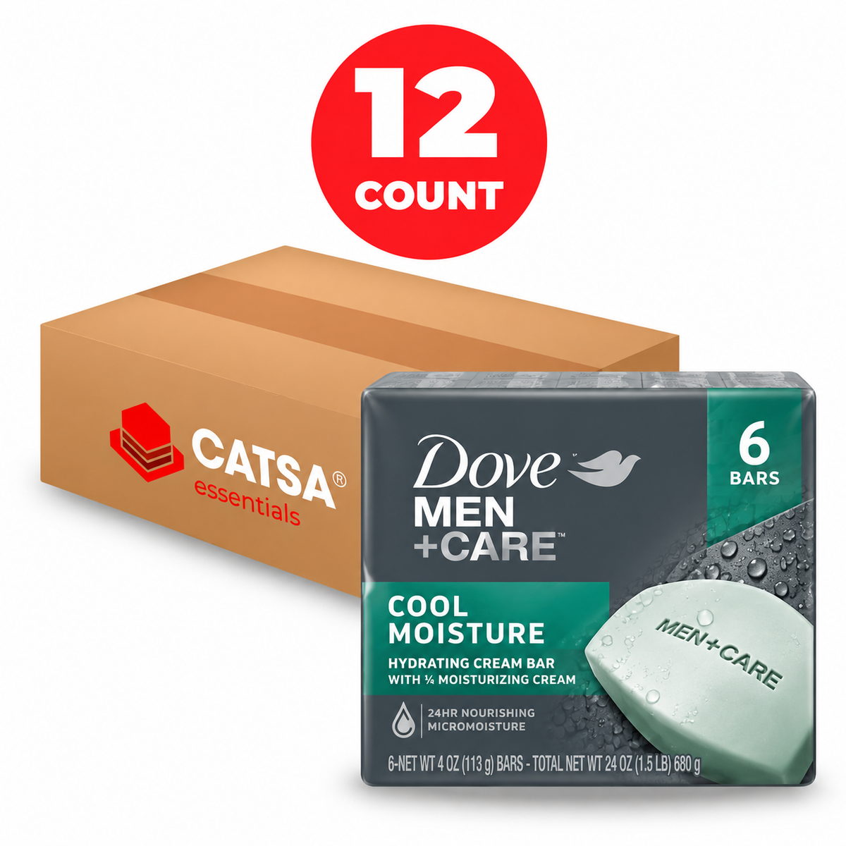 DOVE MEN+CARE COOL MOISTURE BAR SOAP 6PK24 OZ - PACK OF 12