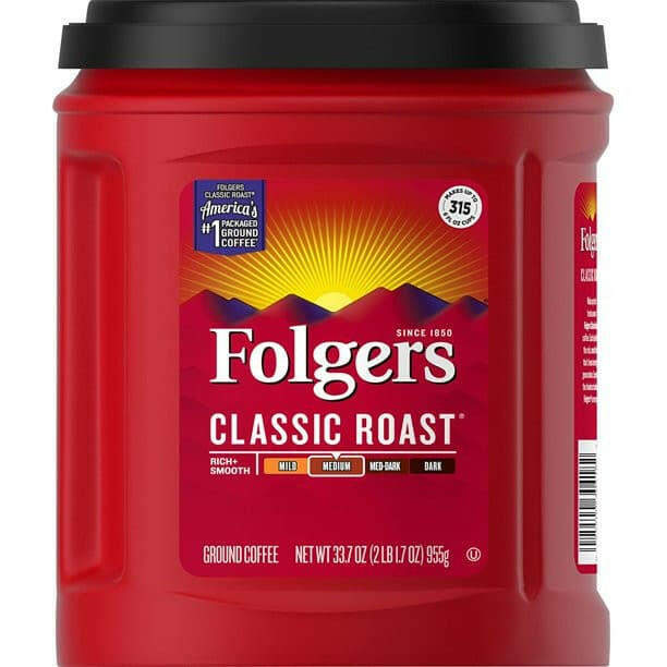 2 Folgers Classic Roast Ground Coffee, 33.7 Ounce + 3 Smucker's Sweet Orange Marmalade, 18 oz..