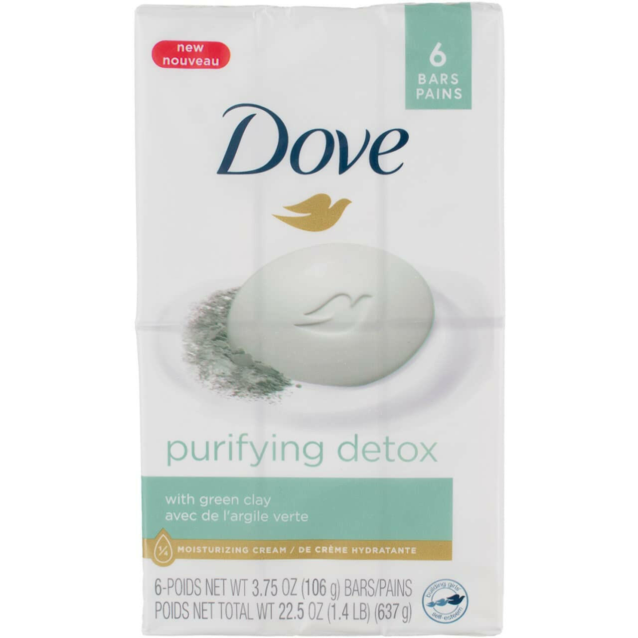 Dove Detox Purifying with green clay Bar Soap, 3.75 oz., 6 CT.