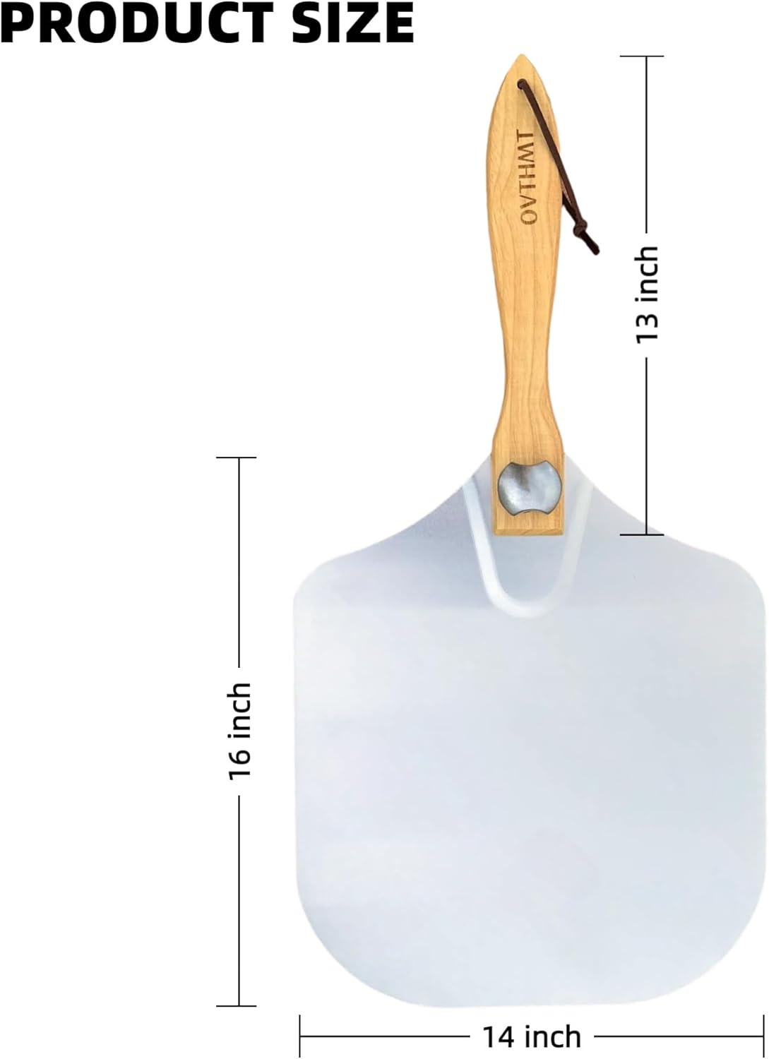 Pizza Peel 14 inch, Aluminum Pizza Paddle 14 x 16 inch with Foldable Wood Handle, Pizza Turning Peel, Pizza Spatula For Oven, Bread, Pastry, Dough, Cake, Pizza Spatula Paddle, Metal Pizza Peel (OPEN BOX)