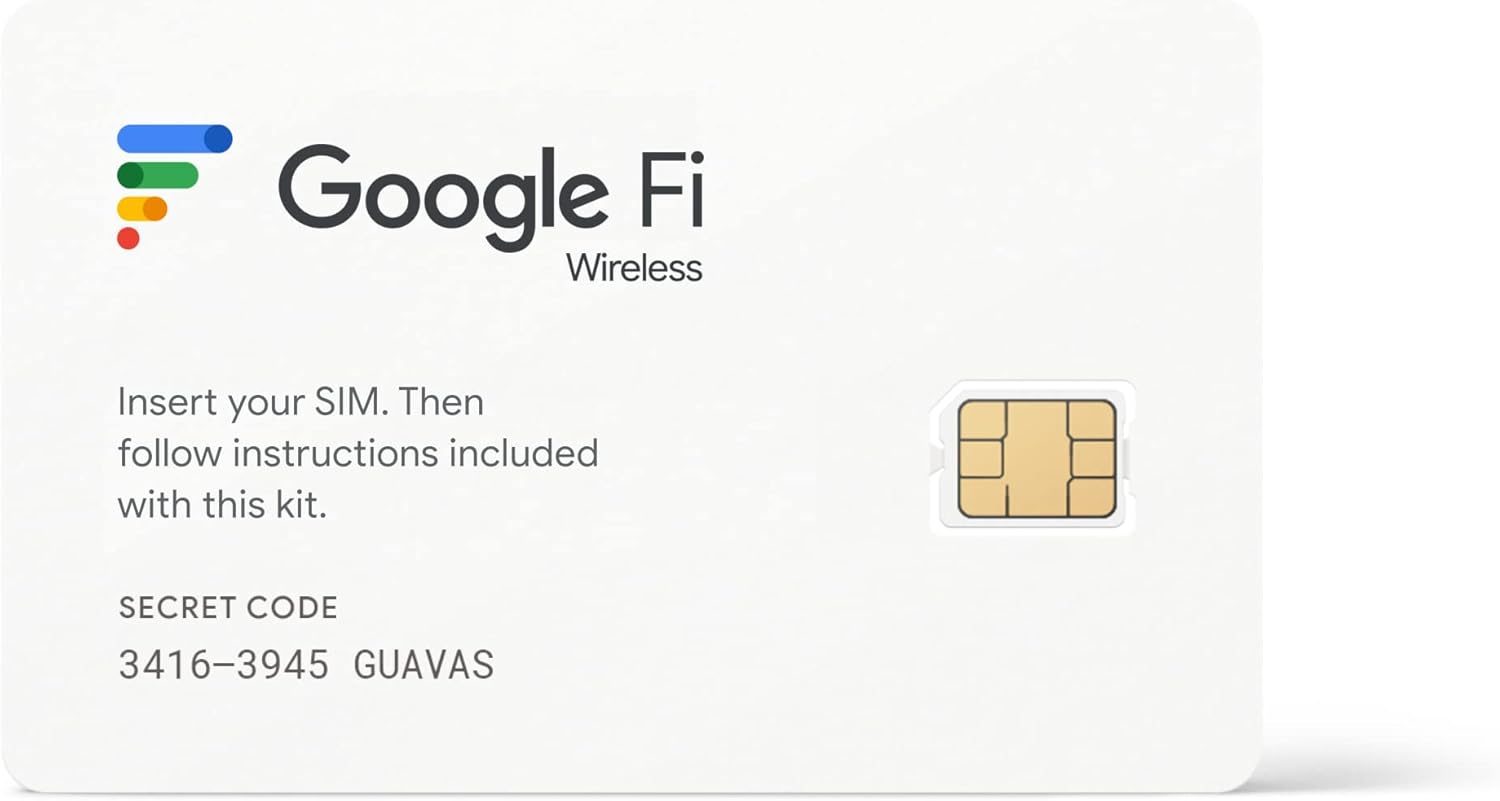 Google Fi Wireless Simply Unlimited Plan | Talk/Text/Data | Unlimited 5G/4G LTE | SIM Kit - 1 Month