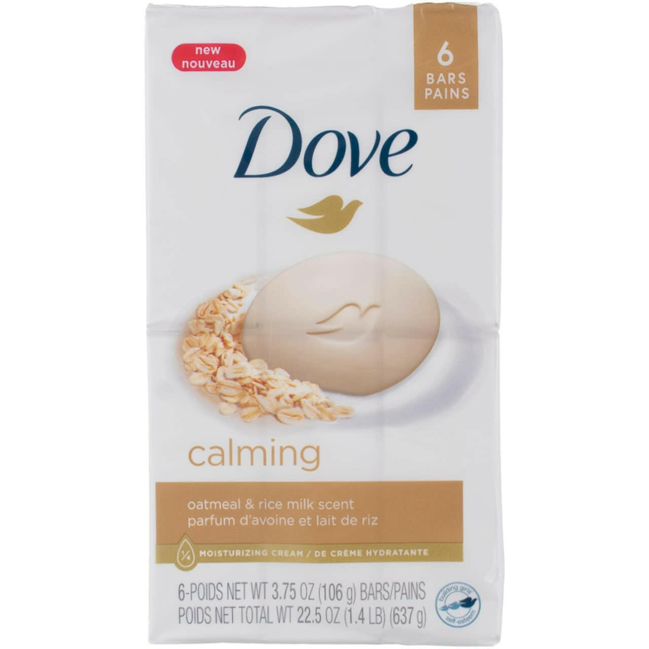Dove Calming Moisturizing Beauty Bar Soap, 3.75 oz., 6 CT.