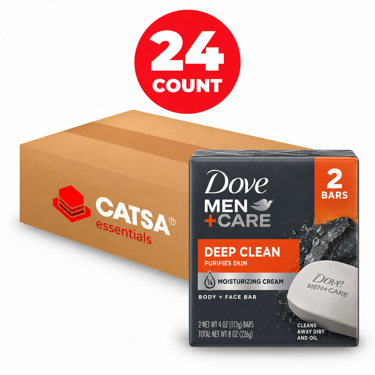 DOVE MEN+CARE DEEP CLEAN BAR SOAP 2PK8 OZ - PACK OF 24