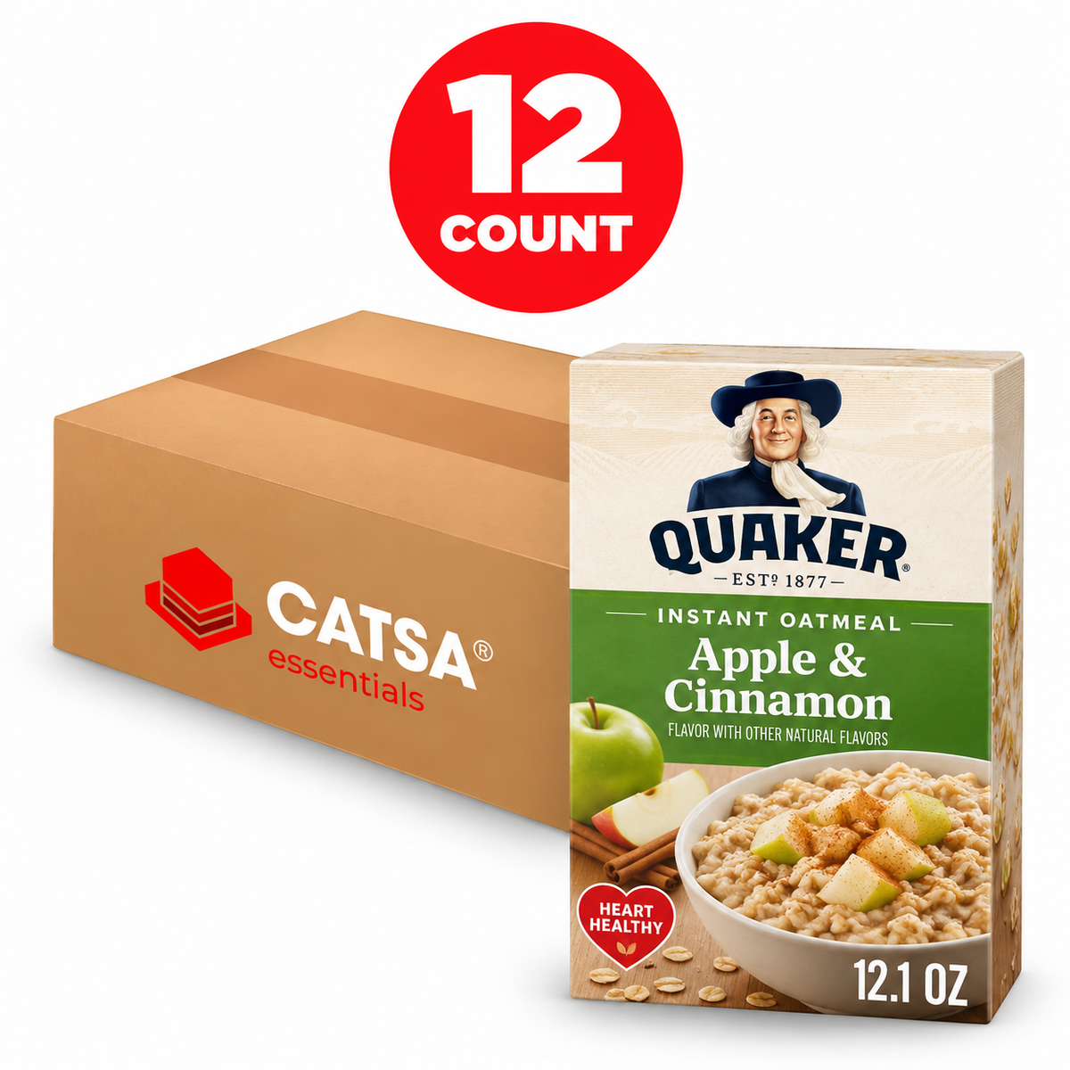 QUAKER INSTANT OATMEAL APPLE & CINNAMON 12.1 OZ - PACK OF 12