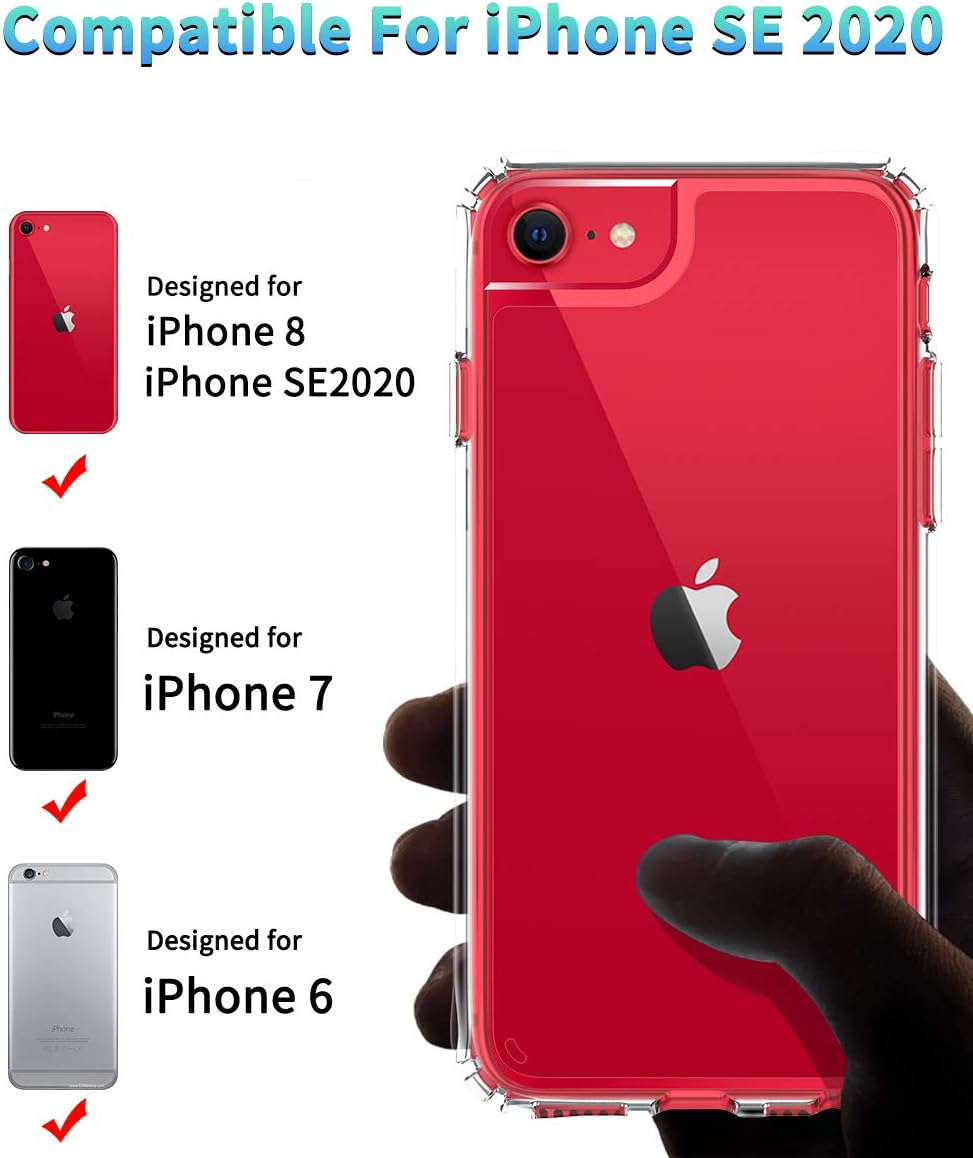 Compatible with iPhone SE 2020 Case，[Airbag Series] with [2X Tempered Glass Screen Protector] [ Military Grade ] | 15Ft. Drop Tested [Scratch-Resistant] 2020 -Clear