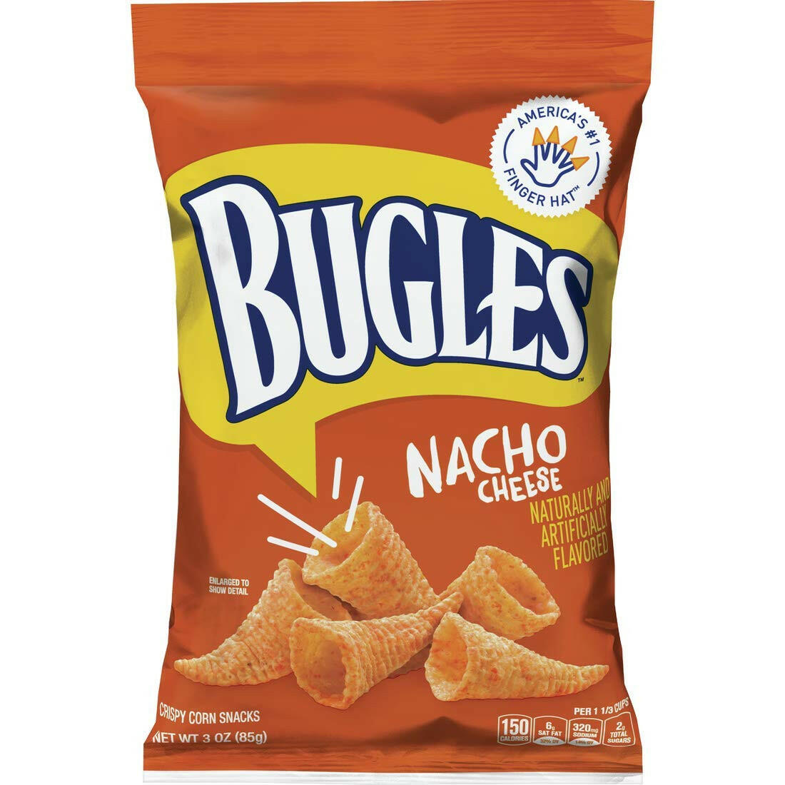 Bugles Corn Snacks, Nacho Cheese, 3 Oz