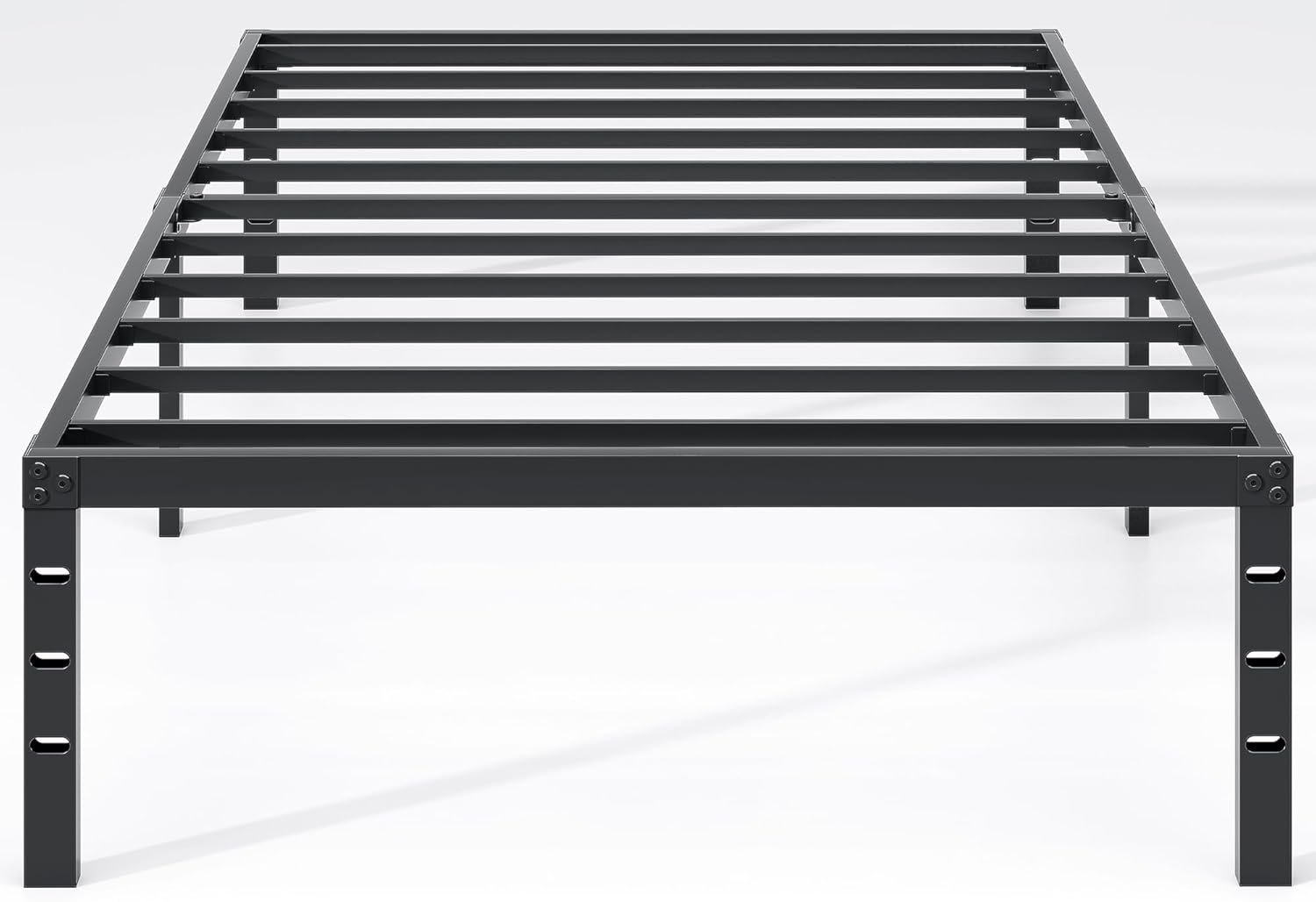 Metal Bed Frame,Twin Size Bed Frame with Storage Space,Heavy Duty Sturdy Mattress Foundation,Easy Assembly,No Box Spring Needed, Black,14 Inch,Twin (OPEN BOX)