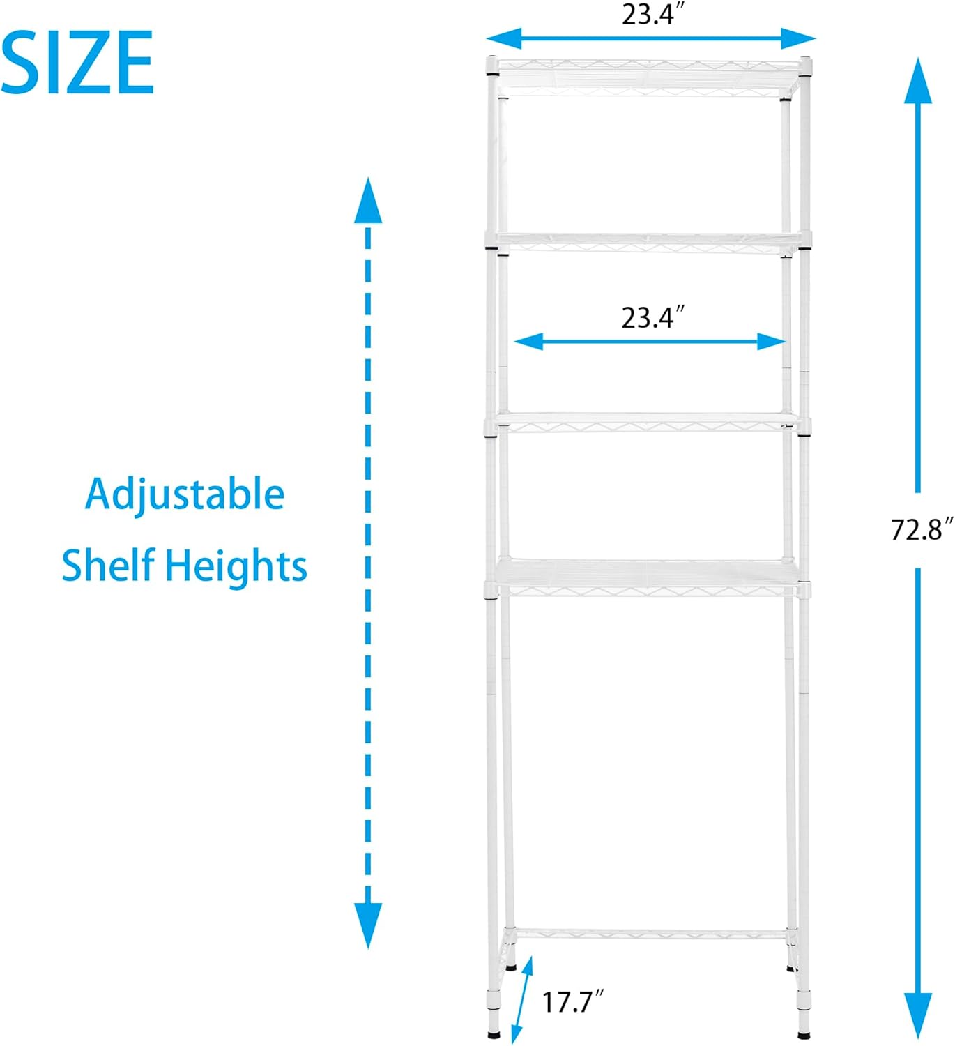 4 Tier Mini Fridge Shelf Adjustable Height Storage Shelf Metal Storage Rack Mini Fridge and Microwave Stand for Dorm, Kitchen, Office, White (OPEN BOX)