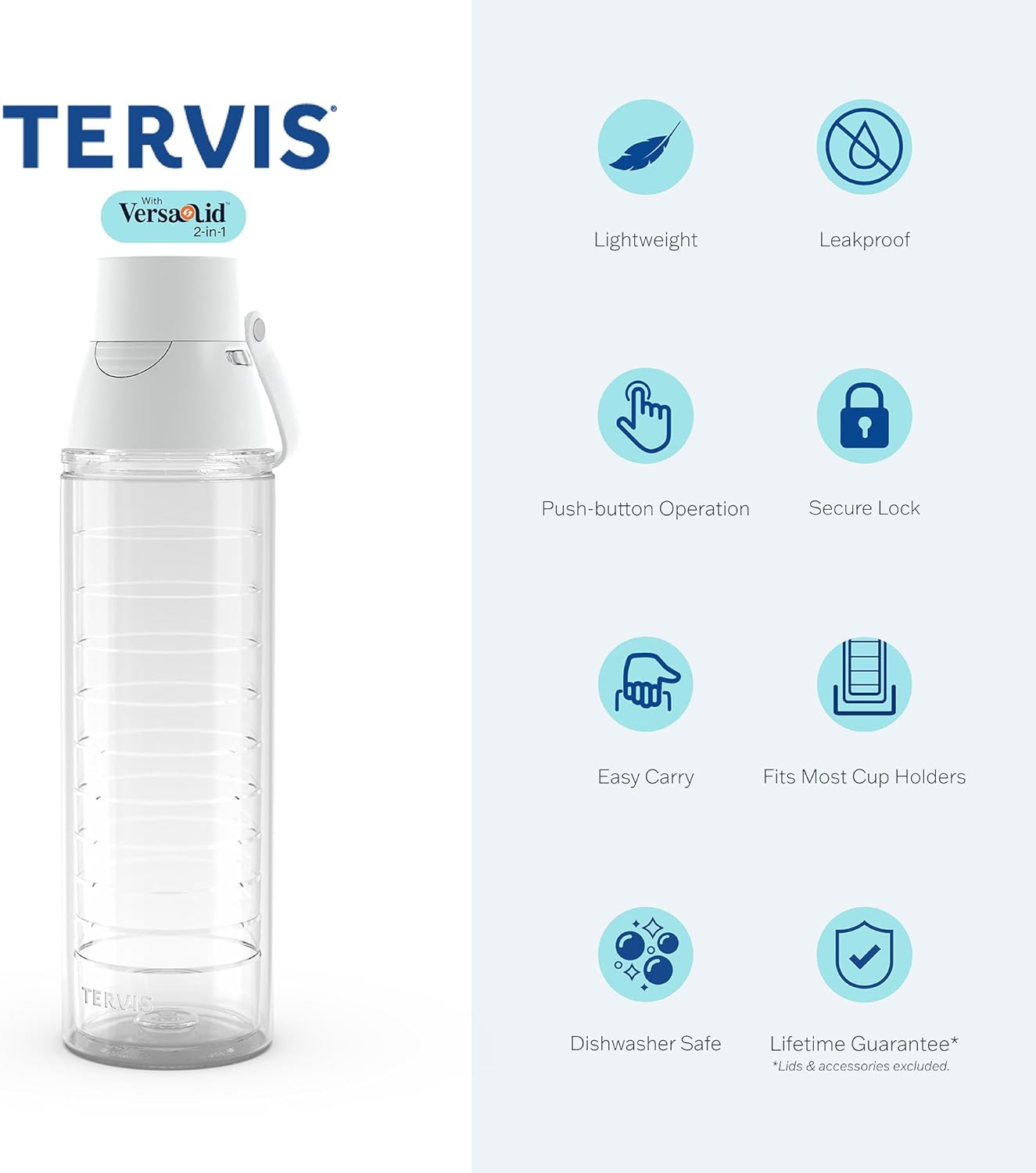 Tervis Baseballs Made in USA Double Walled Insulated Tumbler Travel Cup Keeps Drinks Cold & Hot, 24oz Venture Lite Water Bottle, Classic