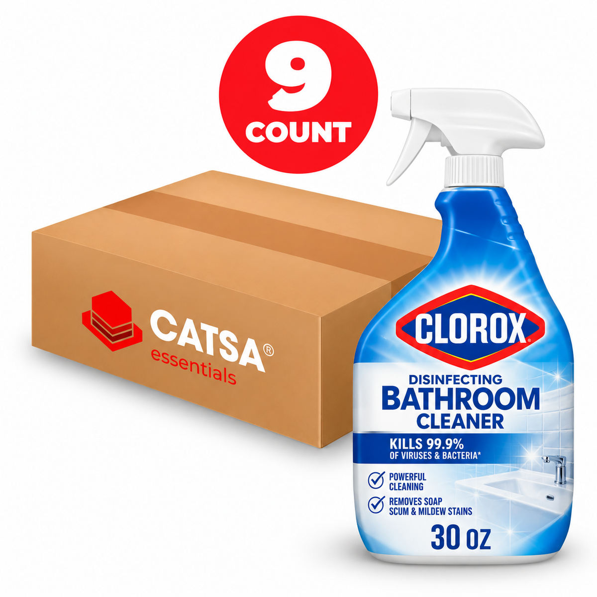 CLOROX DISINFECTING BATHROOM CLEANER 30 OZ - PACK OF 9