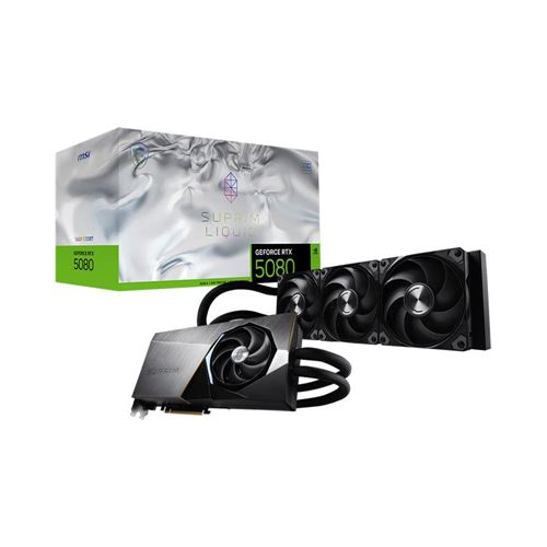 MSI NVIDIA GeForce RTX 5080 SUPRIM LIQUID SOC Overclocked Liquid Cooled 16GB GDDR7 PCIe 5.0 Graphics Card