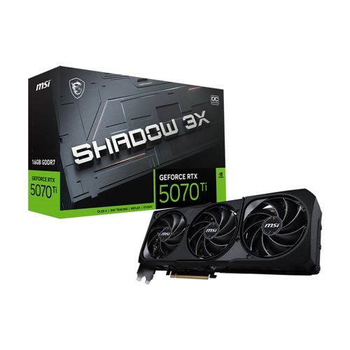 MSI NVIDIA GeForce RTX 5070 Ti Shadow 3X Overclocked Triple Fan 16GB GDDR7 PCIe 5.0 Graphics Card