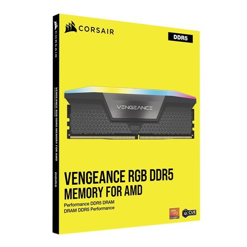 Corsair VENGEANCE RGB 64GB (2 x 32GB) DDR5-6000 PC5-48000 CL30 Dual Channel Desktop Memory Kit CMH64GX5M2M6000Z30 - Gray
