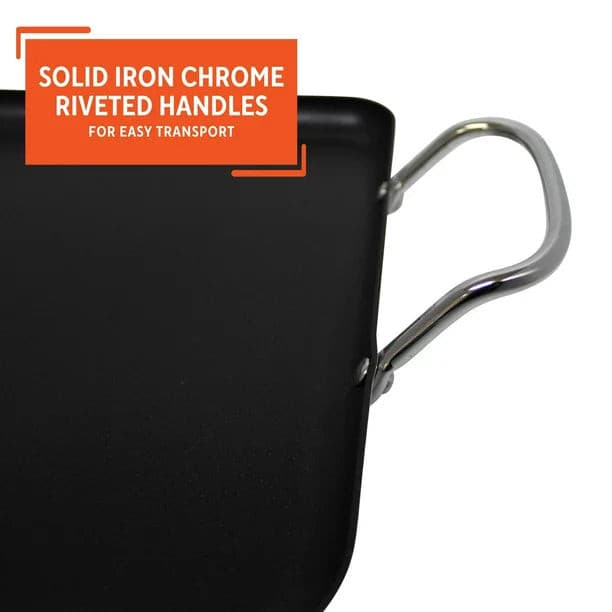 Imusa Large 20" X 12" Nonstick Double Burner Griddle with Metal Handles, Black.