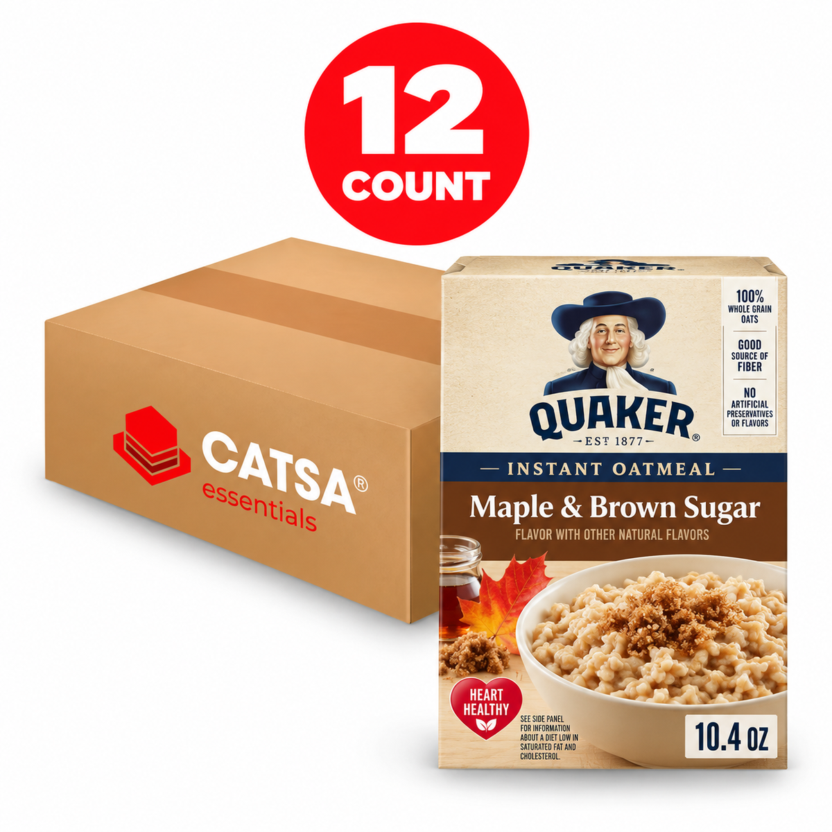 QUAKER INSTANT OATMEAL MAPLE & BROWN SUGAR 10.4 OZ - PACK OF 12