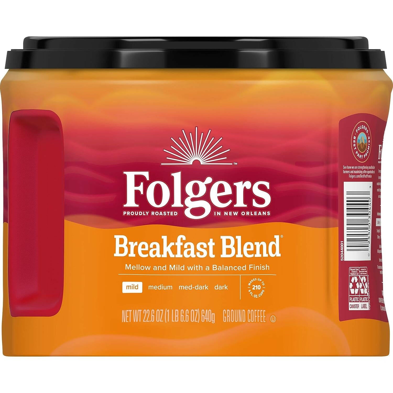 Folgers Breakfast Blend Mild Roast Ground Coffee, 22.6 oz