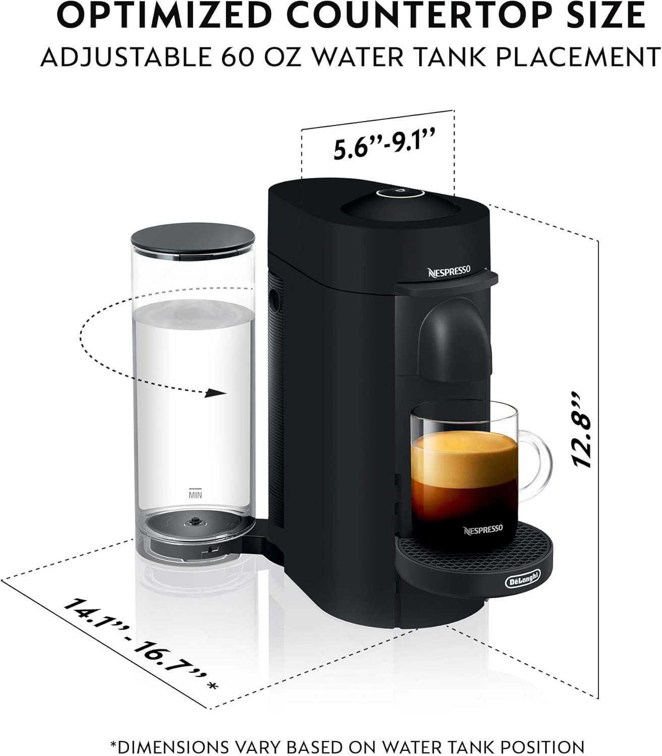 Nespresso Vertuo Plus Deluxe Coffee and Espresso Maker by De'Longhi, Matte Black (OPEN BOX)