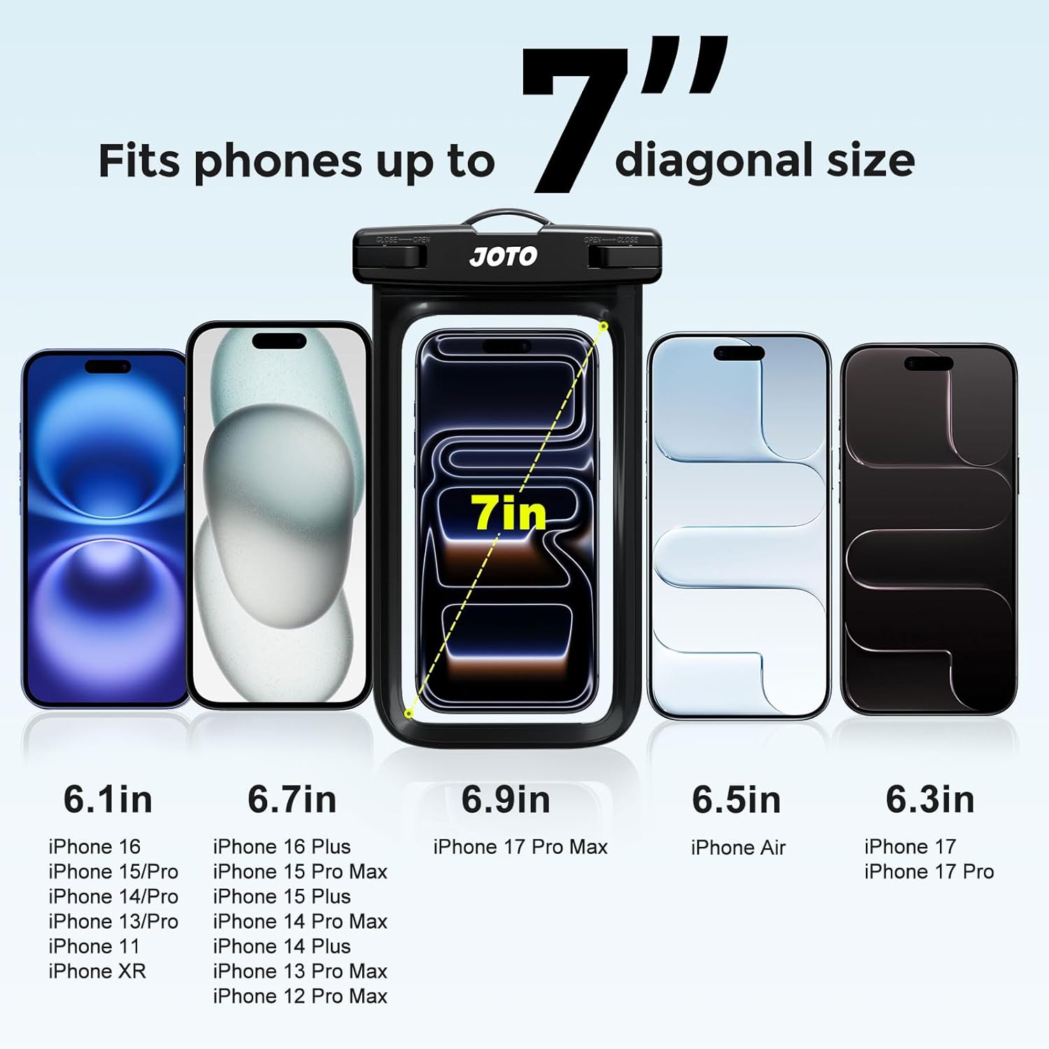 JOTO Universal Waterproof Phone Case – IPX8 Dry Bag Pouch for Smartphones