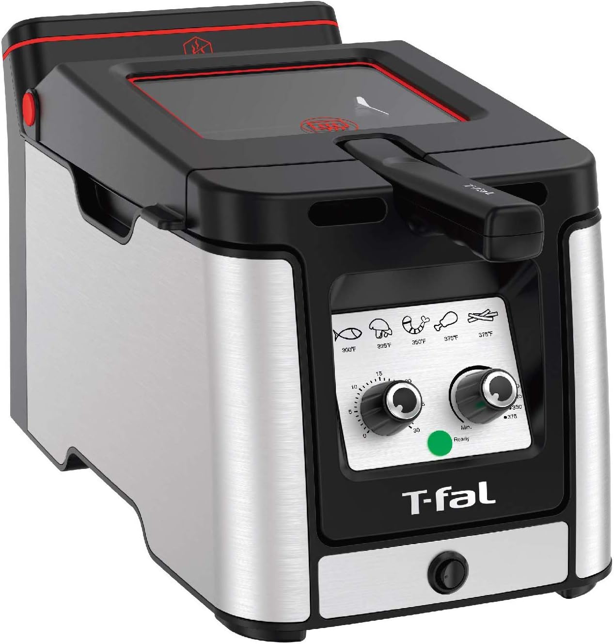 T-fal Deep Fryer with Basket, Electrics Stainless Steel 3.5 Liter Oil Capacity, 2.6 Pound Food Capacity 1800 Watts Easy Clean, Temp Control, Digital Timer, Oil Filtration, Dishwasher Safe Parts Silver (OPEN BOX)
