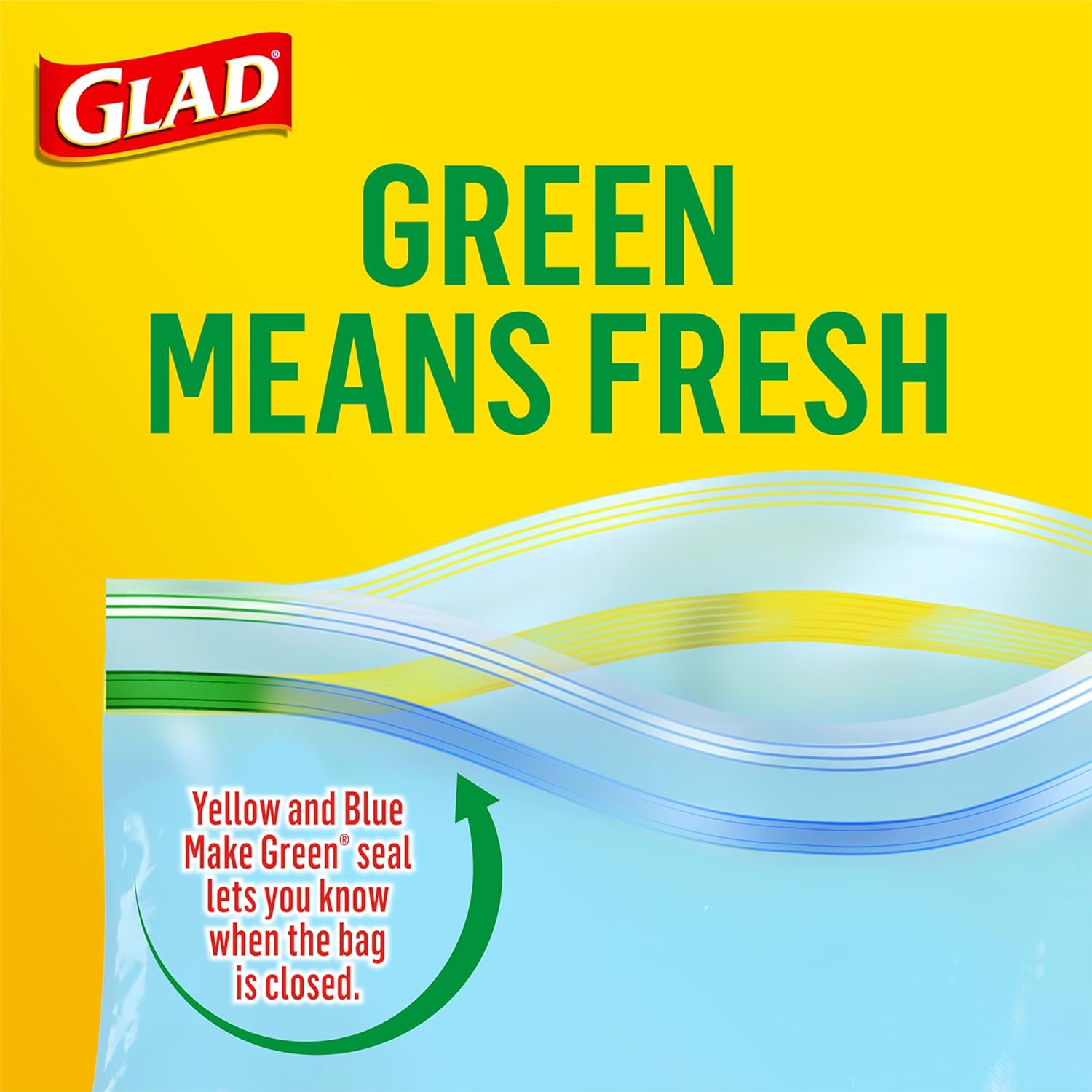 Glad Zipper Freezer Storage Plastic Bags, 15 Count
