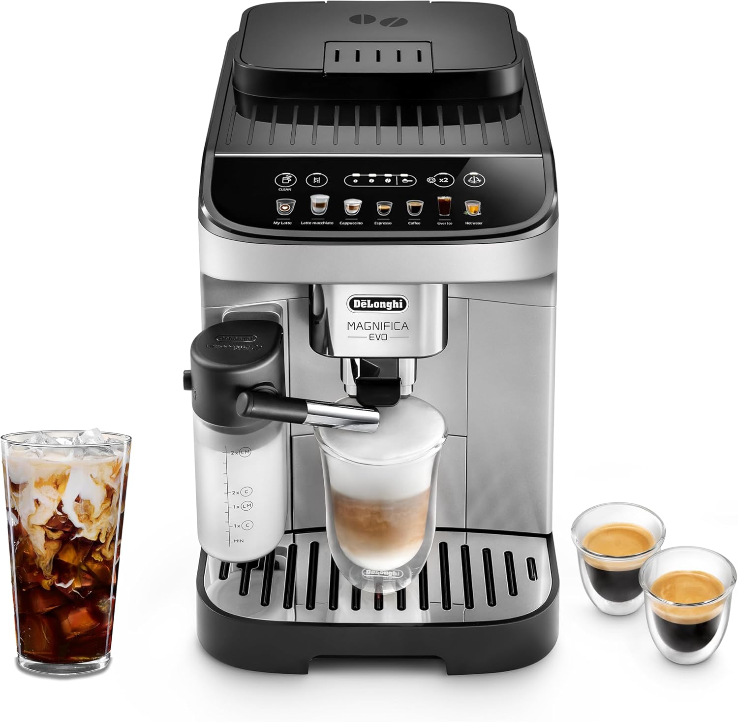 De'Longhi Magnifica Evo Automatic Espresso & Coffee Machine with Auto Milk Frother, Built-in Grinder & Auto-Clean Function - For Latte, Cappuccino, Americano, Iced Coffee, ECAM29084SB , Silver (OPEN BOX)