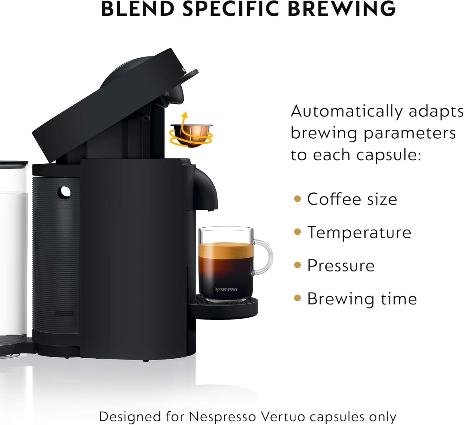 Nespresso Vertuo Plus Deluxe Coffee and Espresso Maker by De'Longhi, Matte Black (OPEN BOX)
