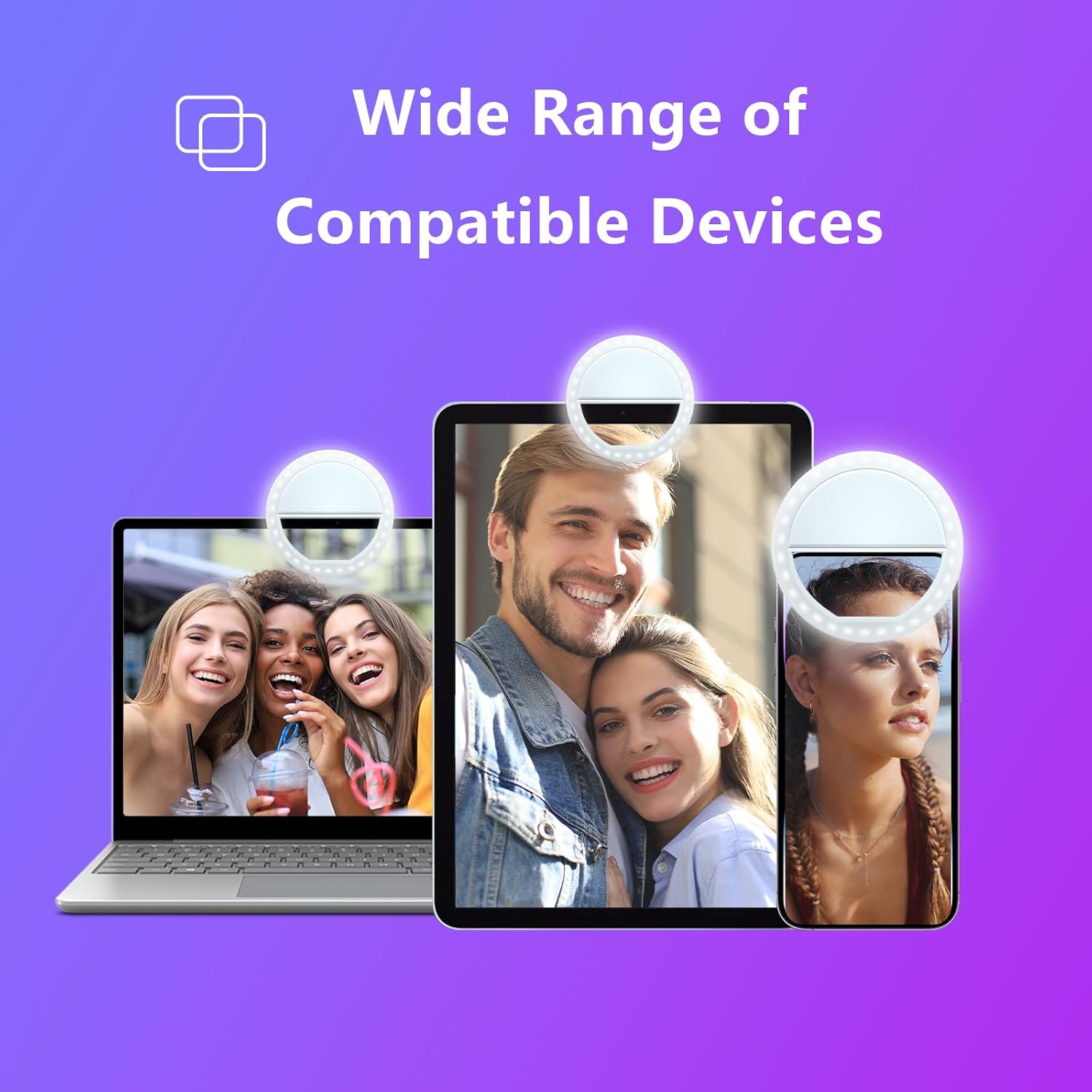 Selfie Ring Light with 36 LED for Phone/Tablet/iPad Camera [UL Certified] Portable Clip-on Fill Round Shape Light-White