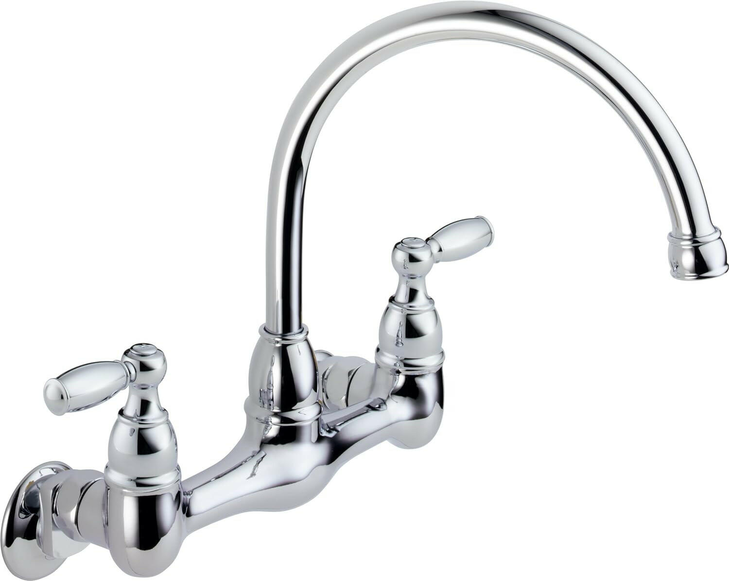 Peerless Claymore 2-Handle Wall-Mount Kitchen Sink Faucet, Chrome
