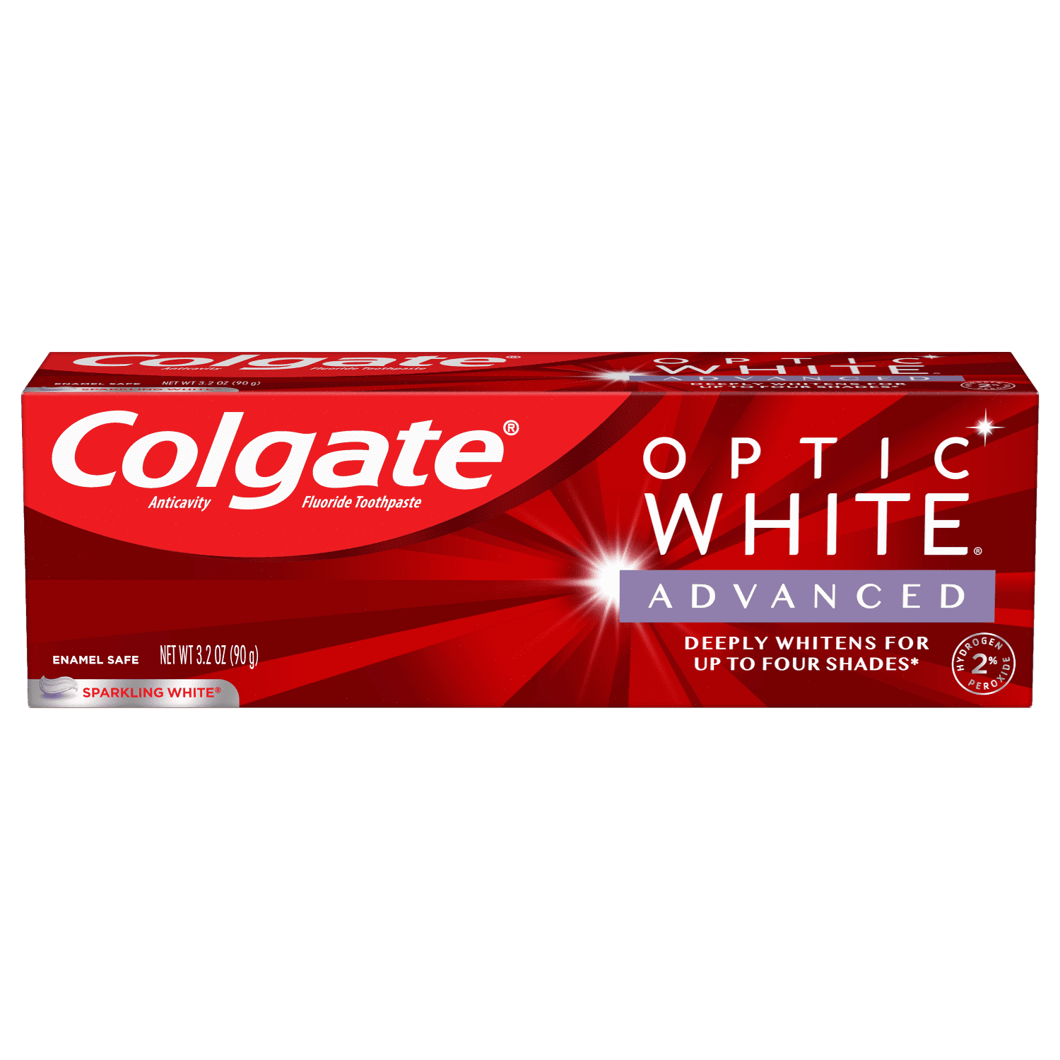 Colgate 360 Toothbrush with Tongue and Cheek Cleaner, Medium Toothbrush + 2 Units Colgate Optic White Advanced Teeth Whitening Toothpaste, 3.2 Oz.