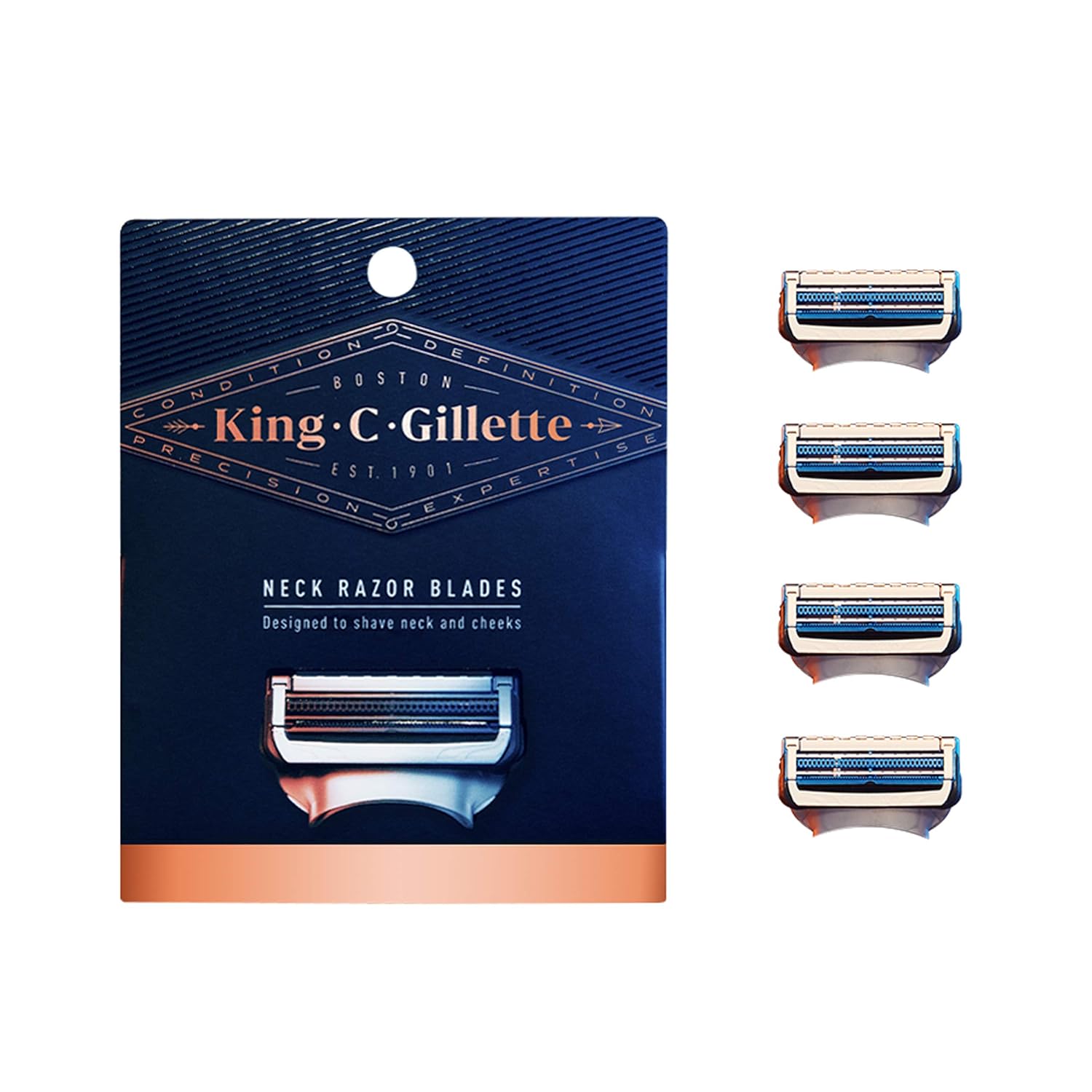 King C. Gillette Neck Razor Blades, 4 Count