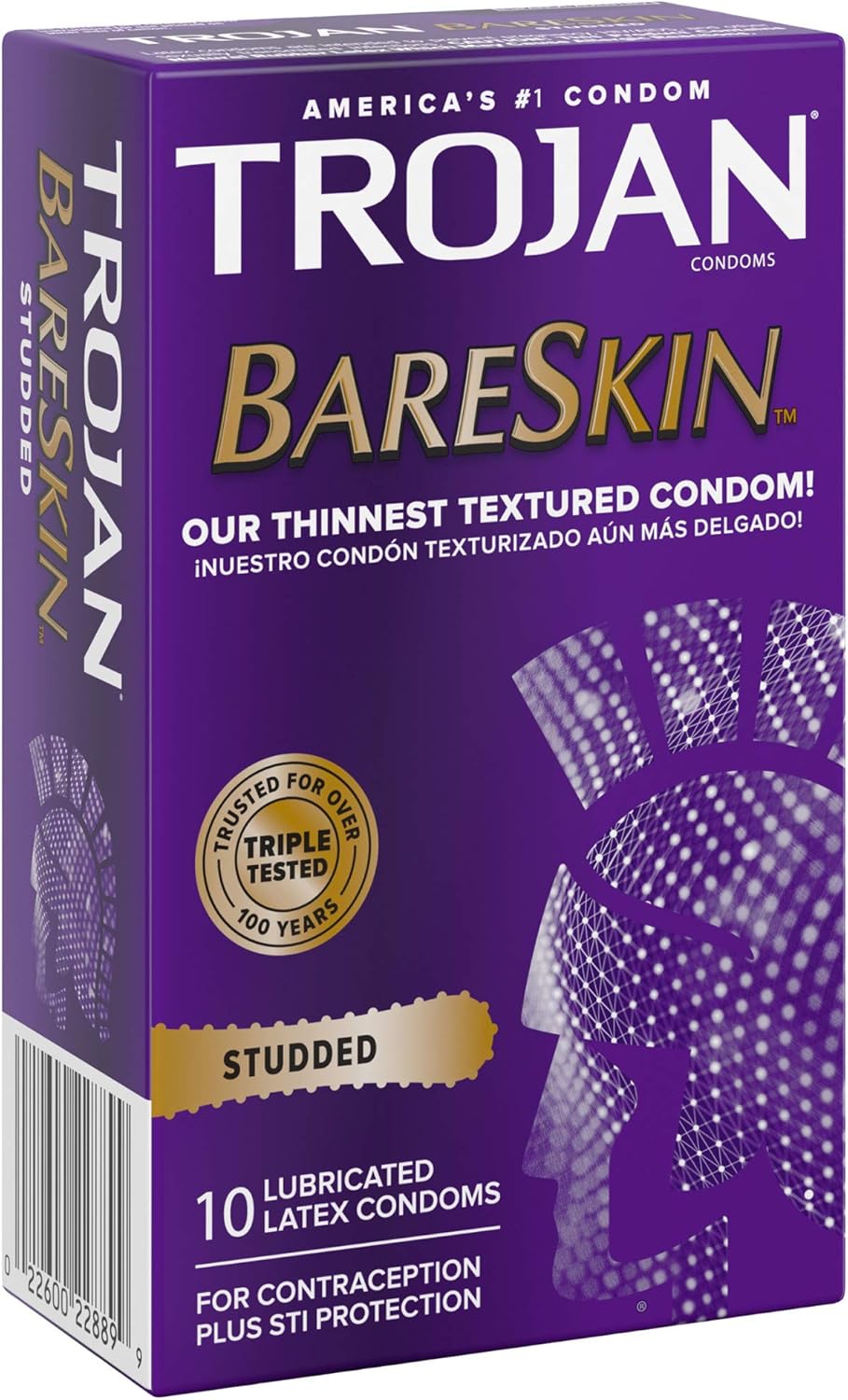 Trojan Studded Bareskin Lubricated Condoms 10 Count