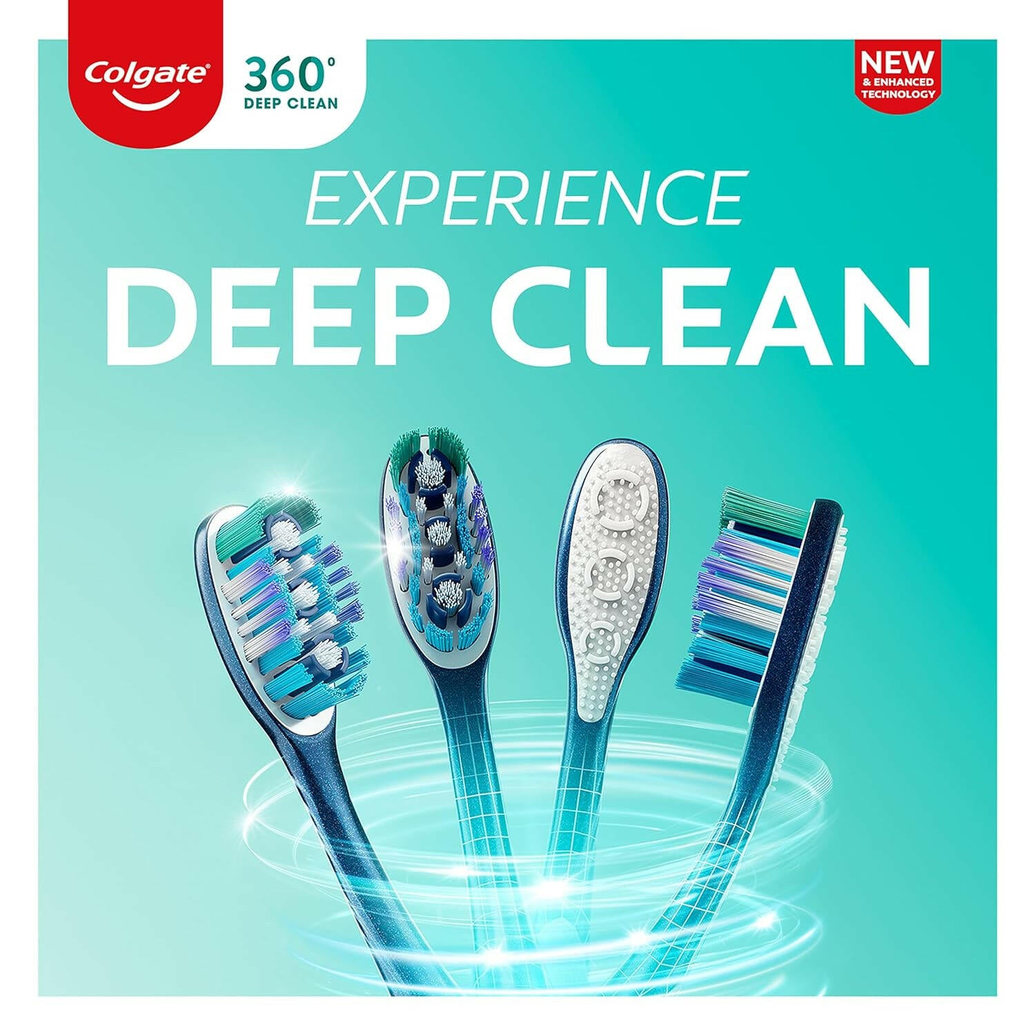 Colgate 360 Toothbrush with Tongue and Cheek Cleaner, Medium Toothbrush