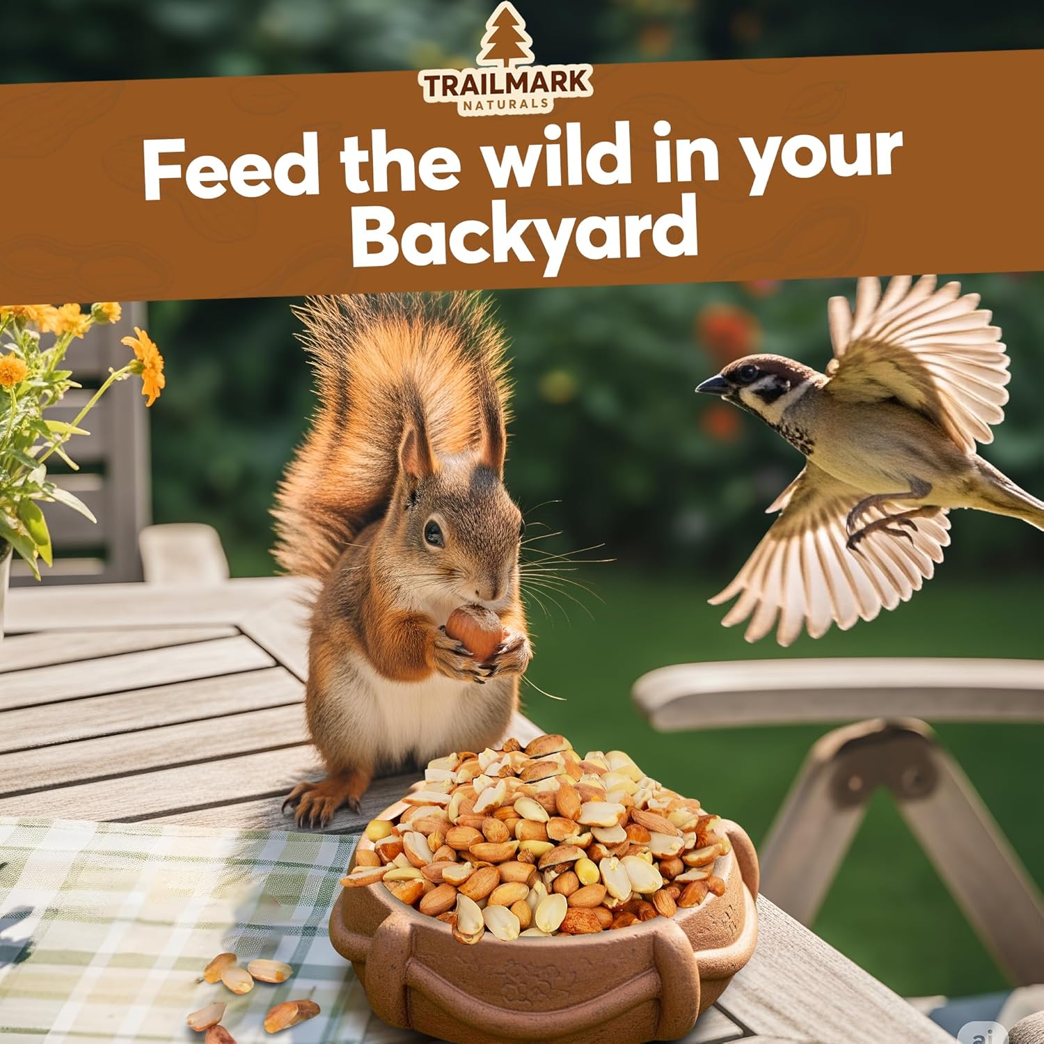 TRAILMARK NATURALS 45 LB - Raw Shelled Peanuts For Squirrels, Out of Shell Peanuts For Birds and Wildlife- Squirrel Food, Wild Bird Seed - Grown in The USA