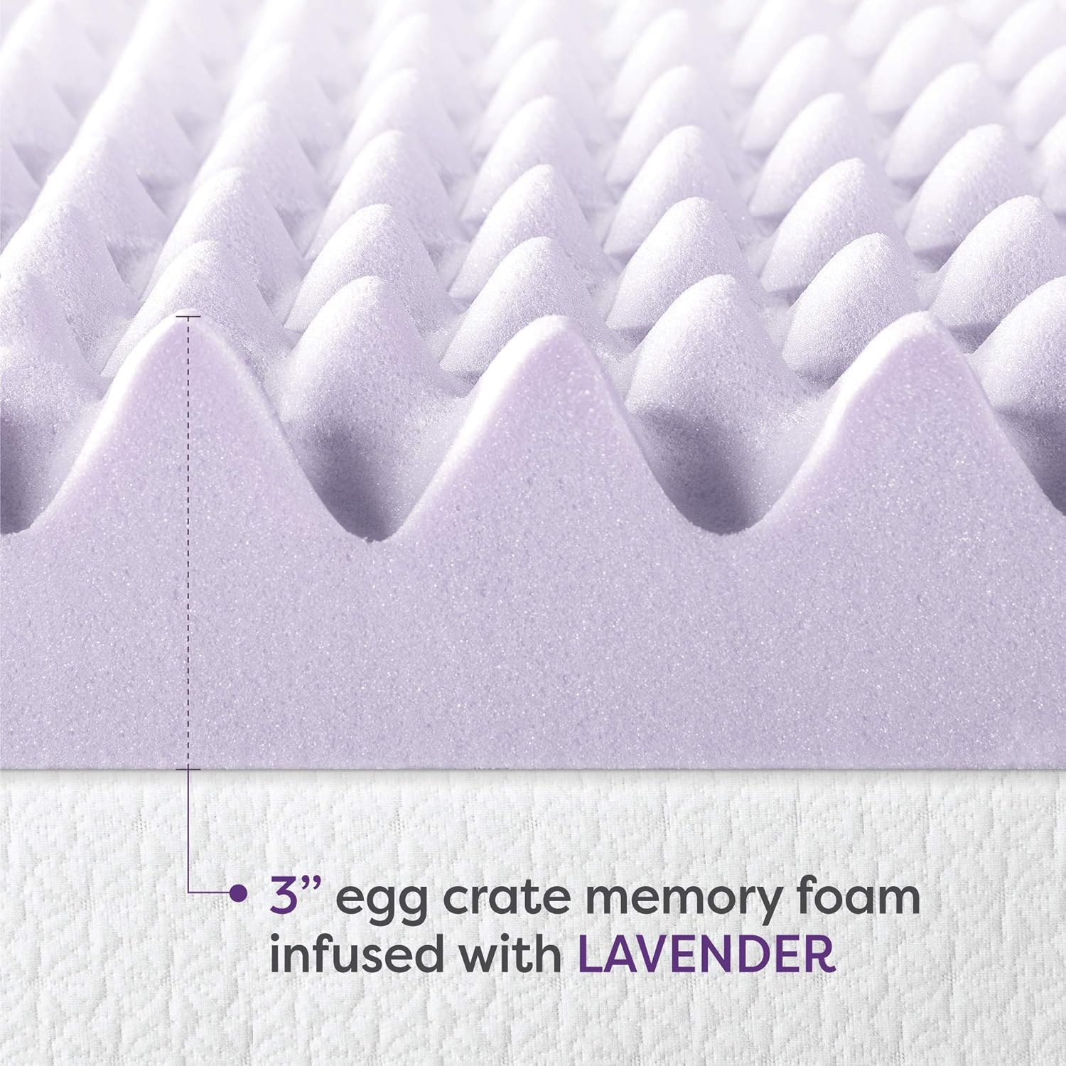 Best Price Mattress 3 Inch Egg Crate Memory Foam Mattress Topper with Soothing Lavender Infusion, CertiPUR-US Certified, Dorm Essentials, Twin XL (Open Box)