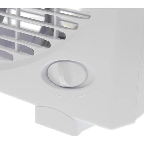 Comfort Zone 9" 3-Speed Portable Box Fan for Home, White.