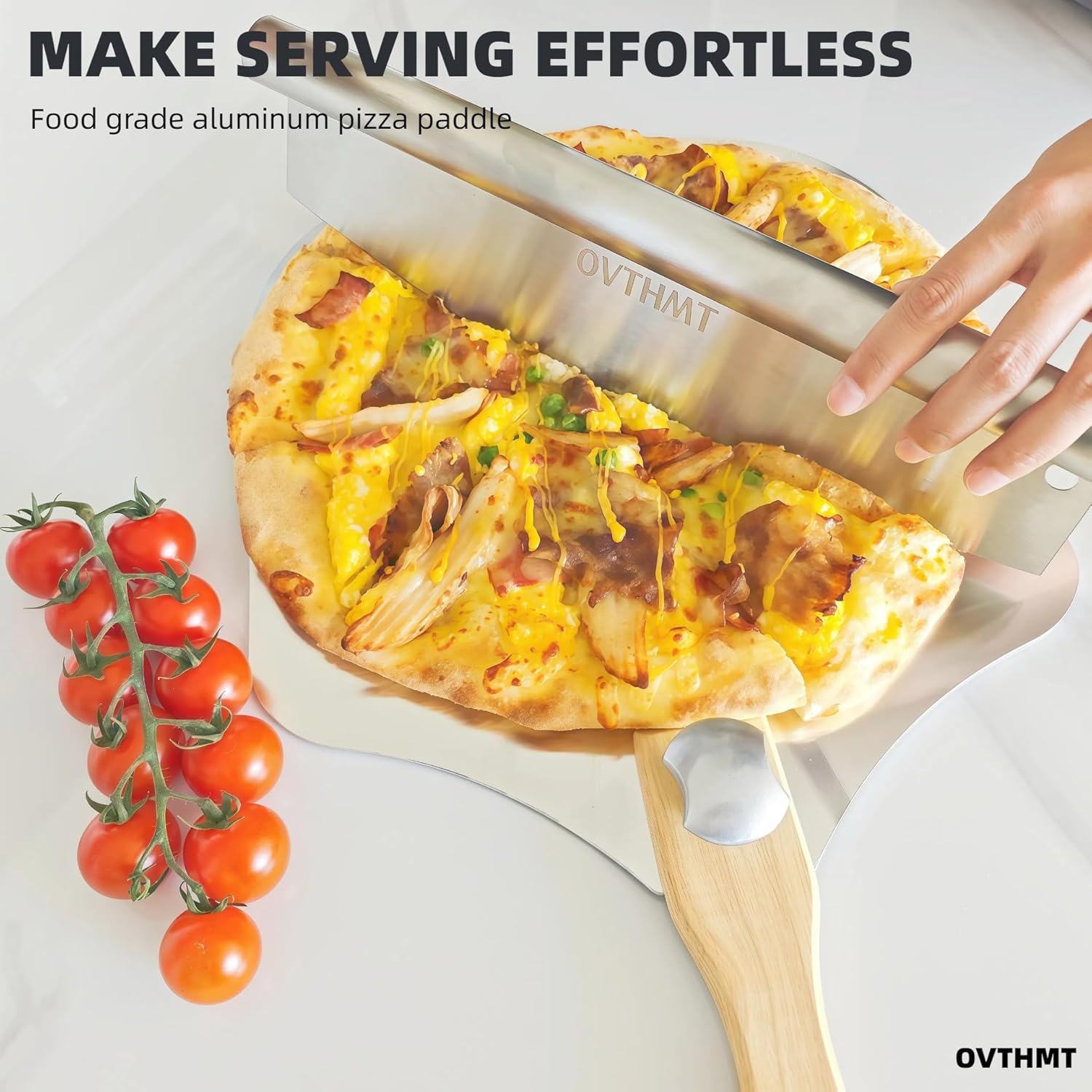 Pizza Peel 14 inch, Aluminum Pizza Paddle 14 x 16 inch with Foldable Wood Handle, Pizza Turning Peel, Pizza Spatula For Oven, Bread, Pastry, Dough, Cake, Pizza Spatula Paddle, Metal Pizza Peel (OPEN BOX)