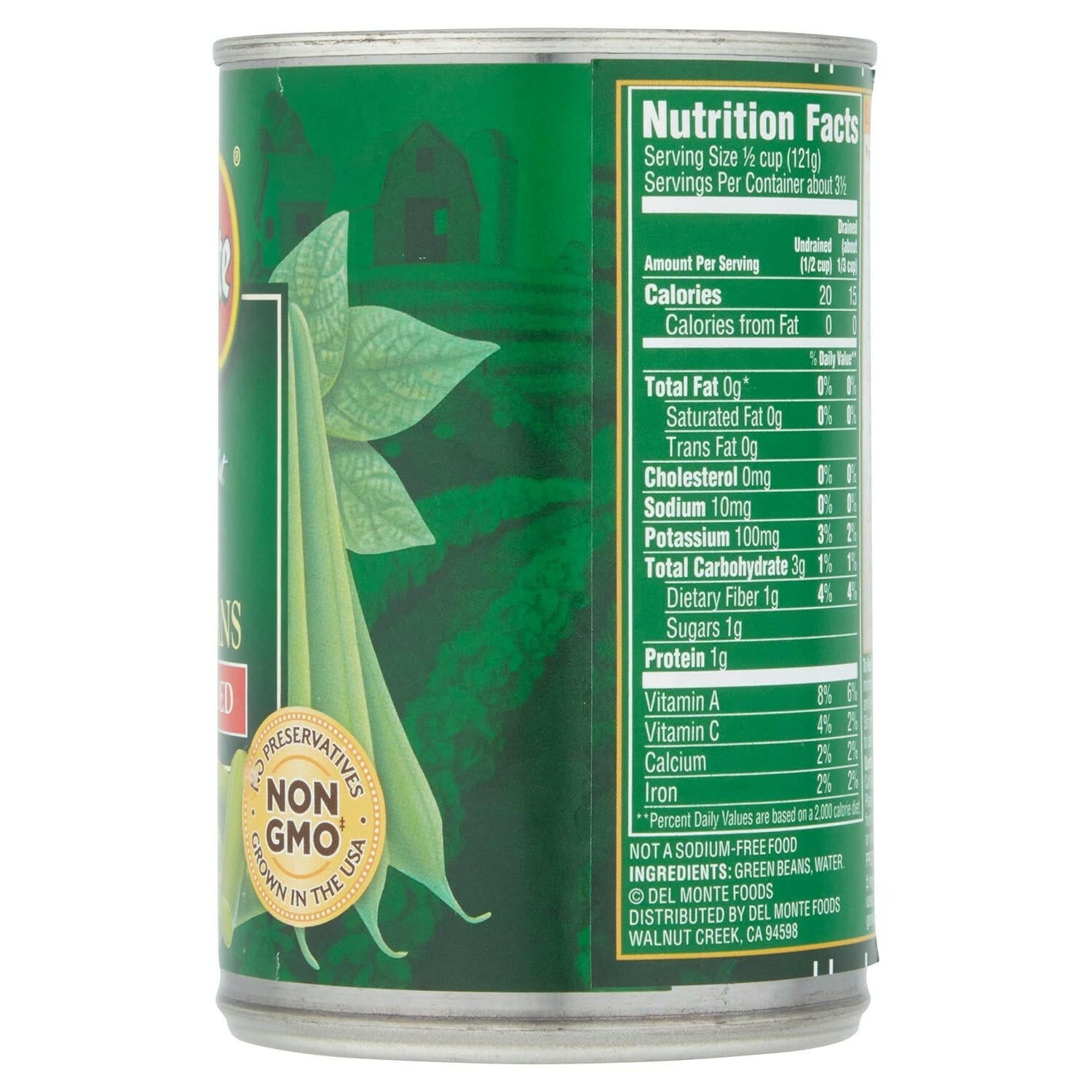 Del Monte Cut Green Beans No Salt Added, 14.5oz