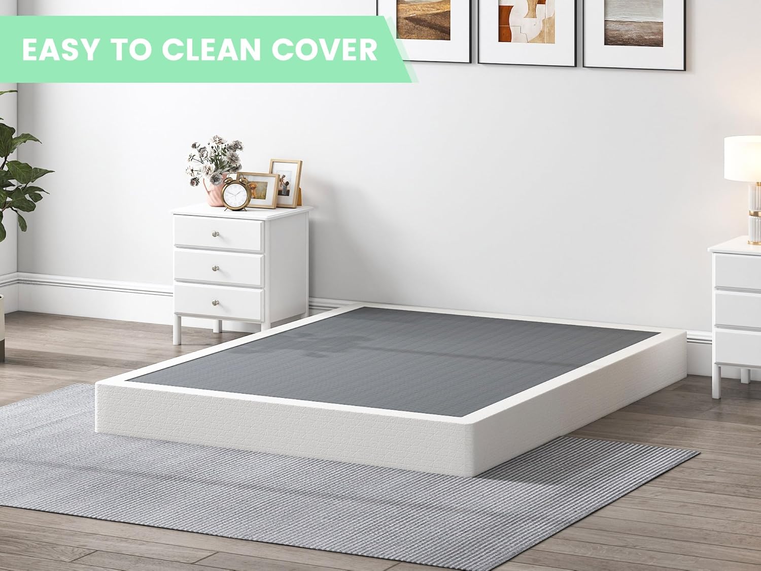 7 Inch Low Profile Box Spring, Sturdy Metal Frame Mattress Foundation, Easy Assembly, Quiet & Noise-Free, King Size (OPEN BOX)