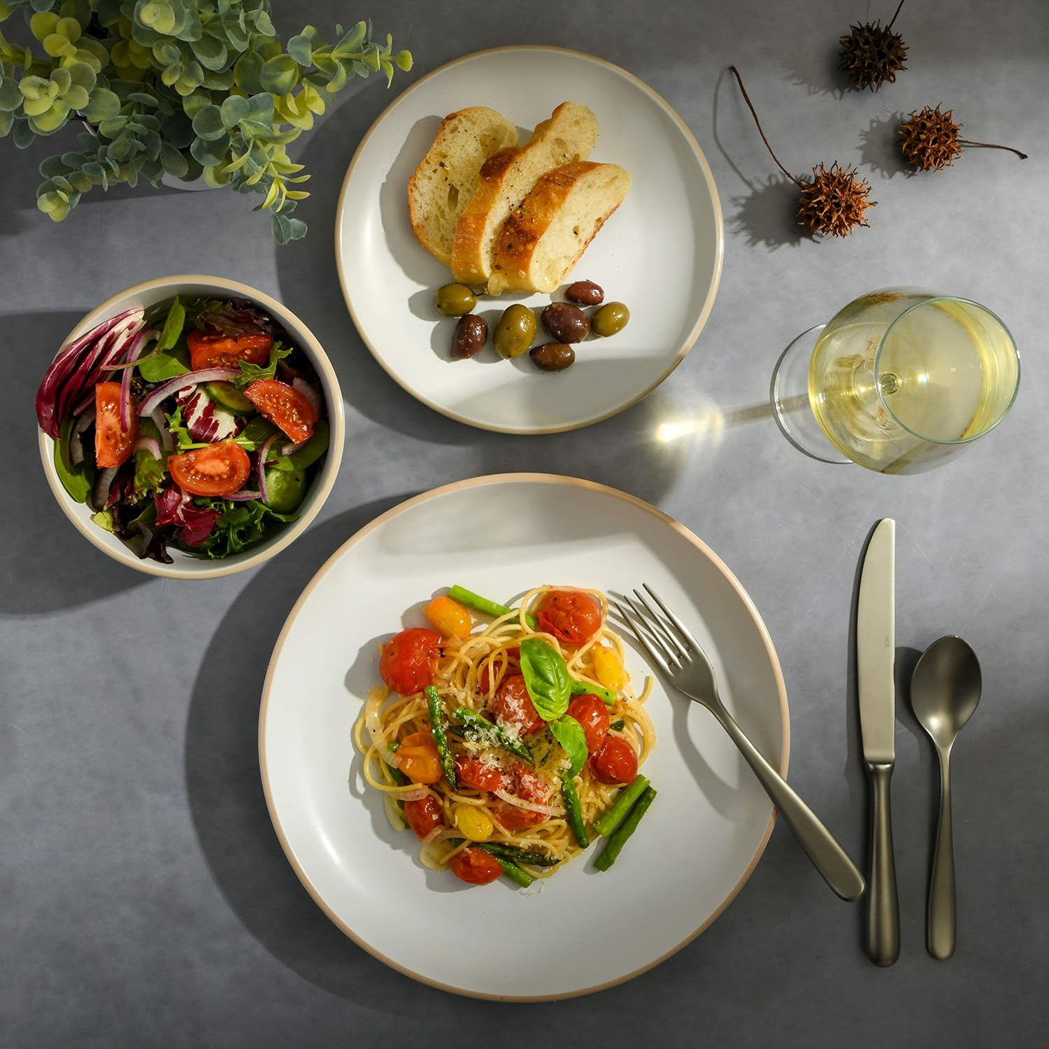 Gibson Home Rockaway 12-Piece Round Stoneware Dinnerware Set, Service for 4 – White Plates and Bowls, Modern Matte Finish, Microwave & Dishwasher Safe (OPEN BOX)