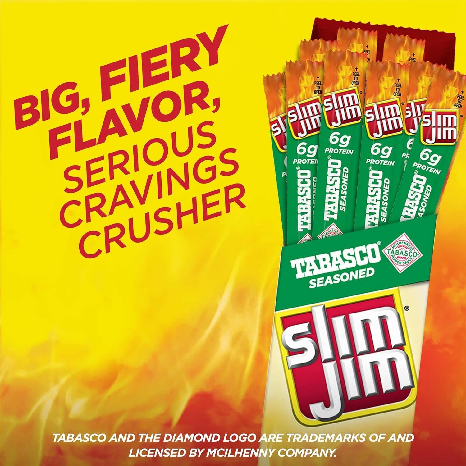 Slim Jim Giant Smoked Meat Sticks, Tabasco Flavor, 0.97 oz. 24-Count