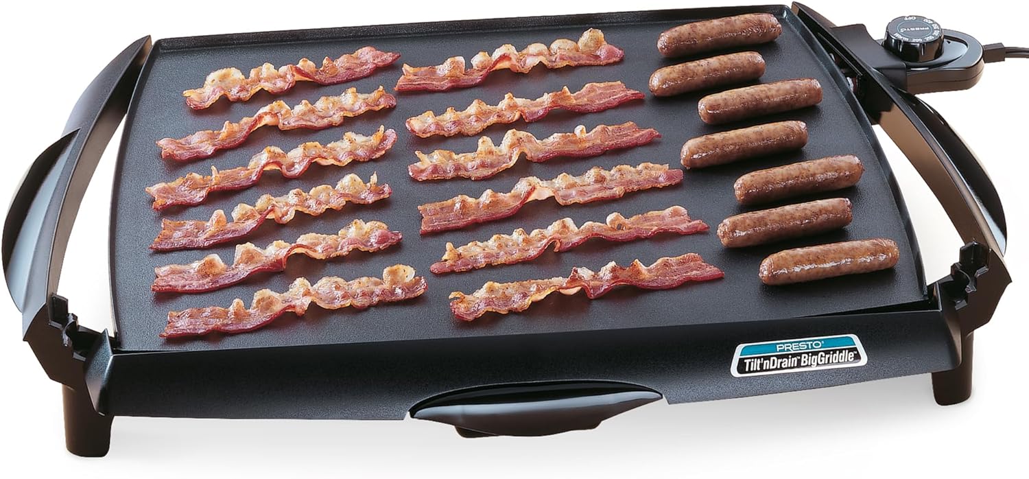 Presto 07046 Tilt 'n Drain Big Griddle Cool-Touch Electric Griddle (OPEN BOX)