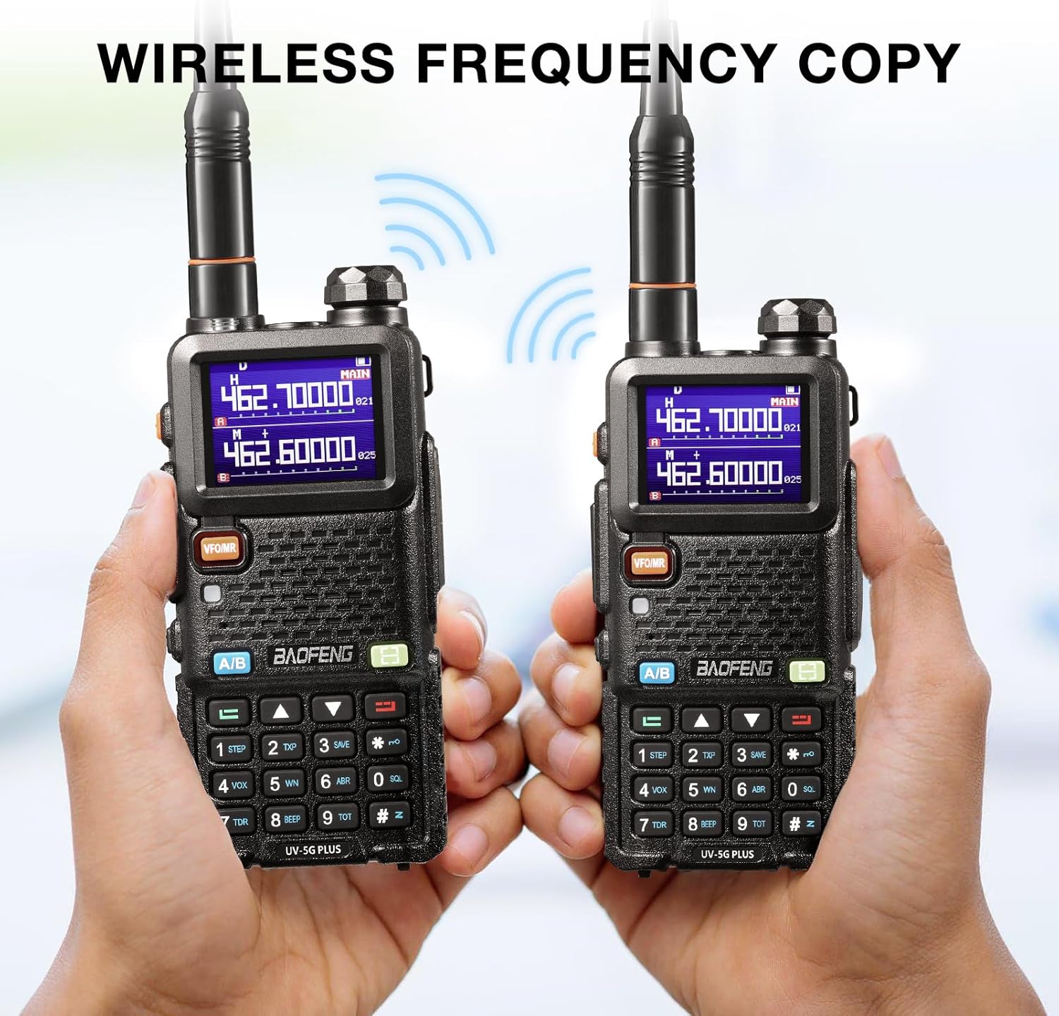 [Chirp Compatible] BAOFENG UV-5G Plus GMRS Handheld Radio, Long Range Rechargeable Two Way Radio, 999 Channels, with NOAA Weather Receiving, 2500mAh Battery USB-C Port, 8" & 15.5" Antennas, 2 Pack