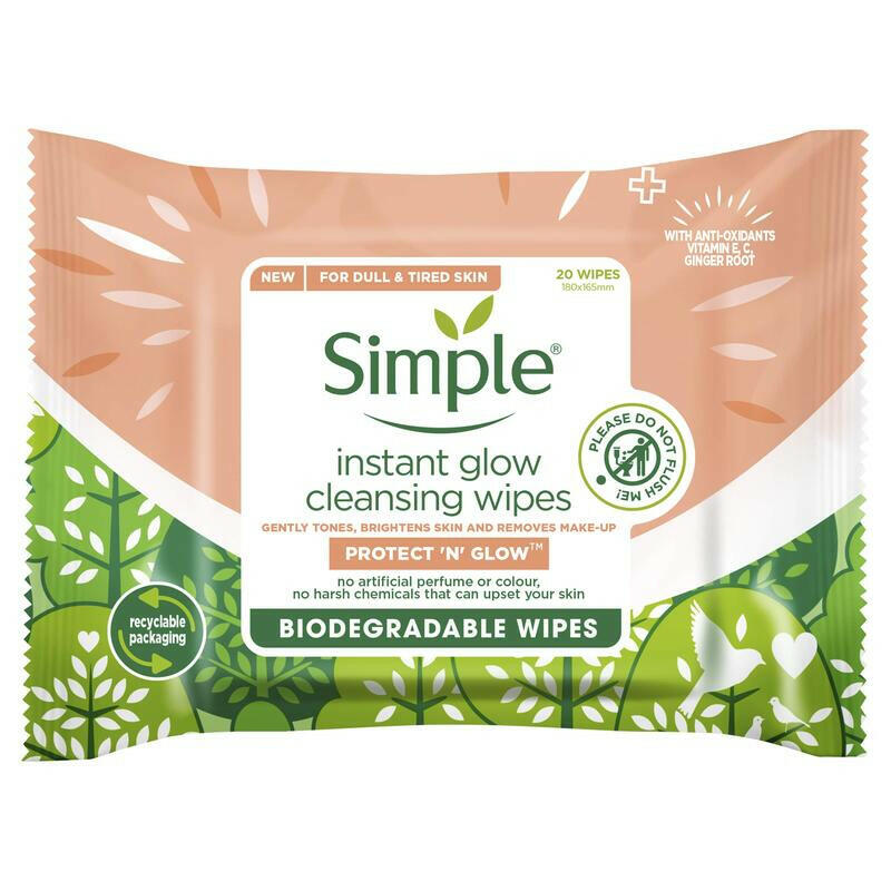 Simple Protect Wipes Instant Glow 20 ct