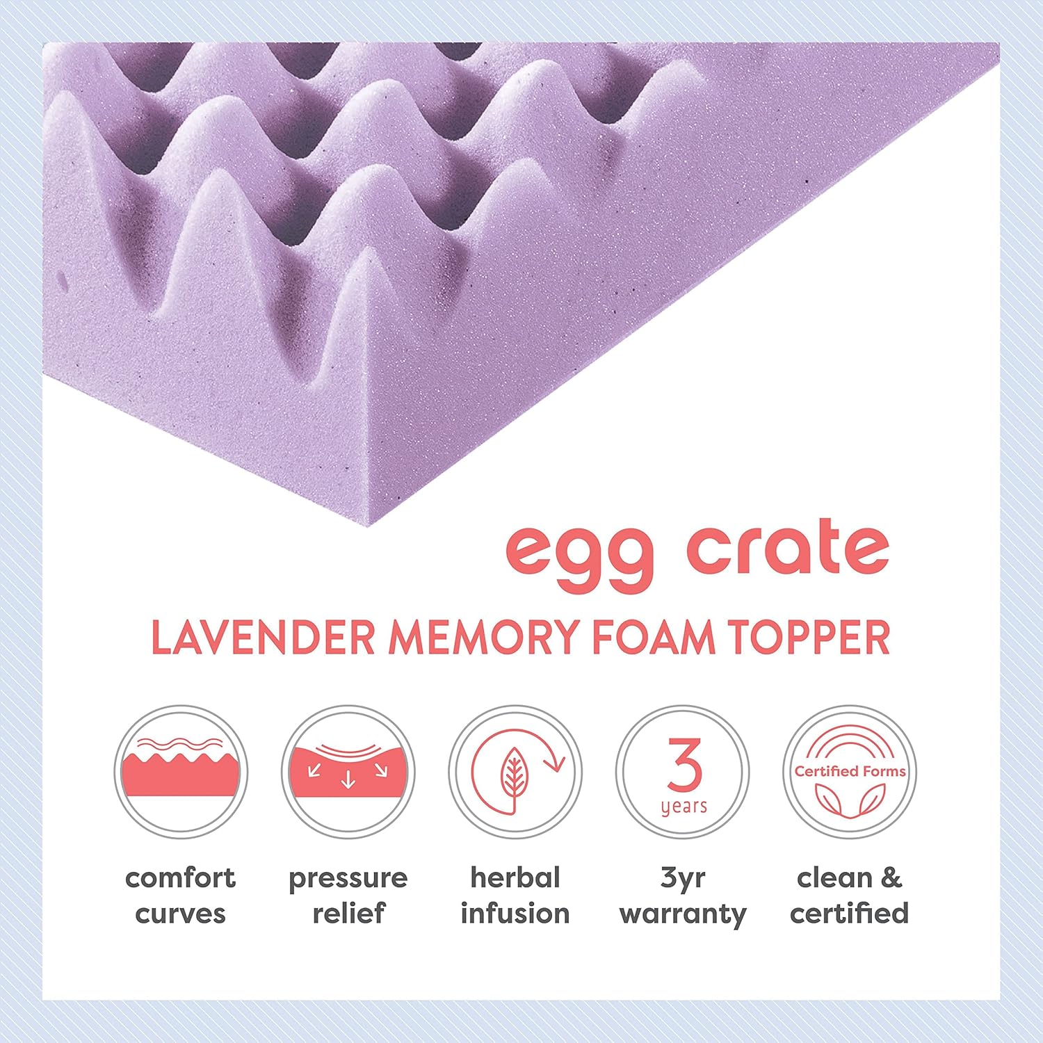 Best Price Mattress 3 Inch Egg Crate Memory Foam Mattress Topper with Soothing Lavender Infusion, CertiPUR-US Certified, Dorm Essentials, Twin XL (Open Box)