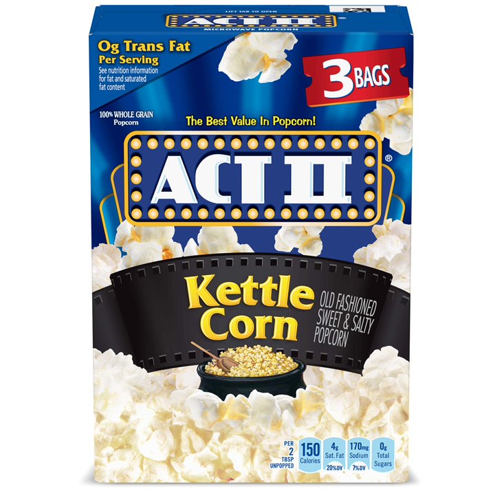 ACT II Butter Lovers Microwave Popcorn, 3-Count 2.75-oz.