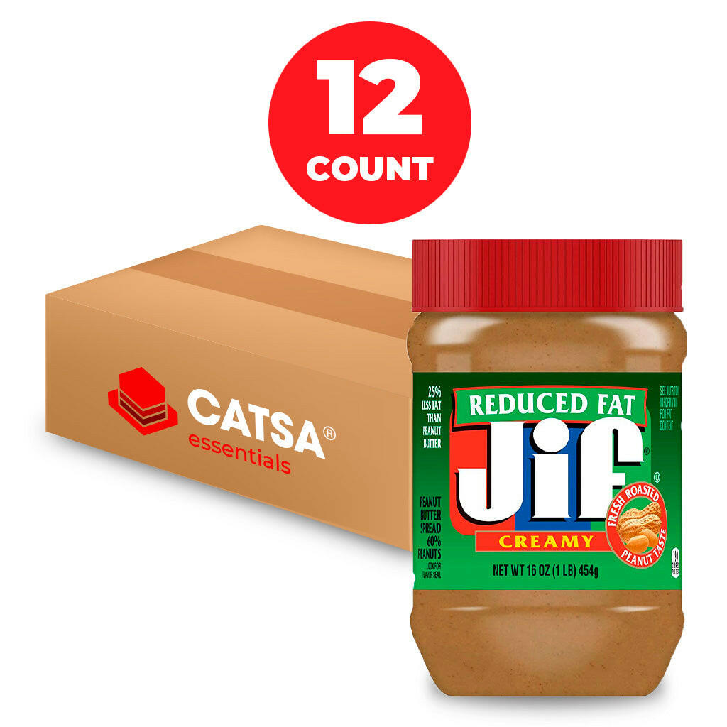 Jif Reduced Fat Creamy Peanut Butter, 16 Oz, 60% peanuts