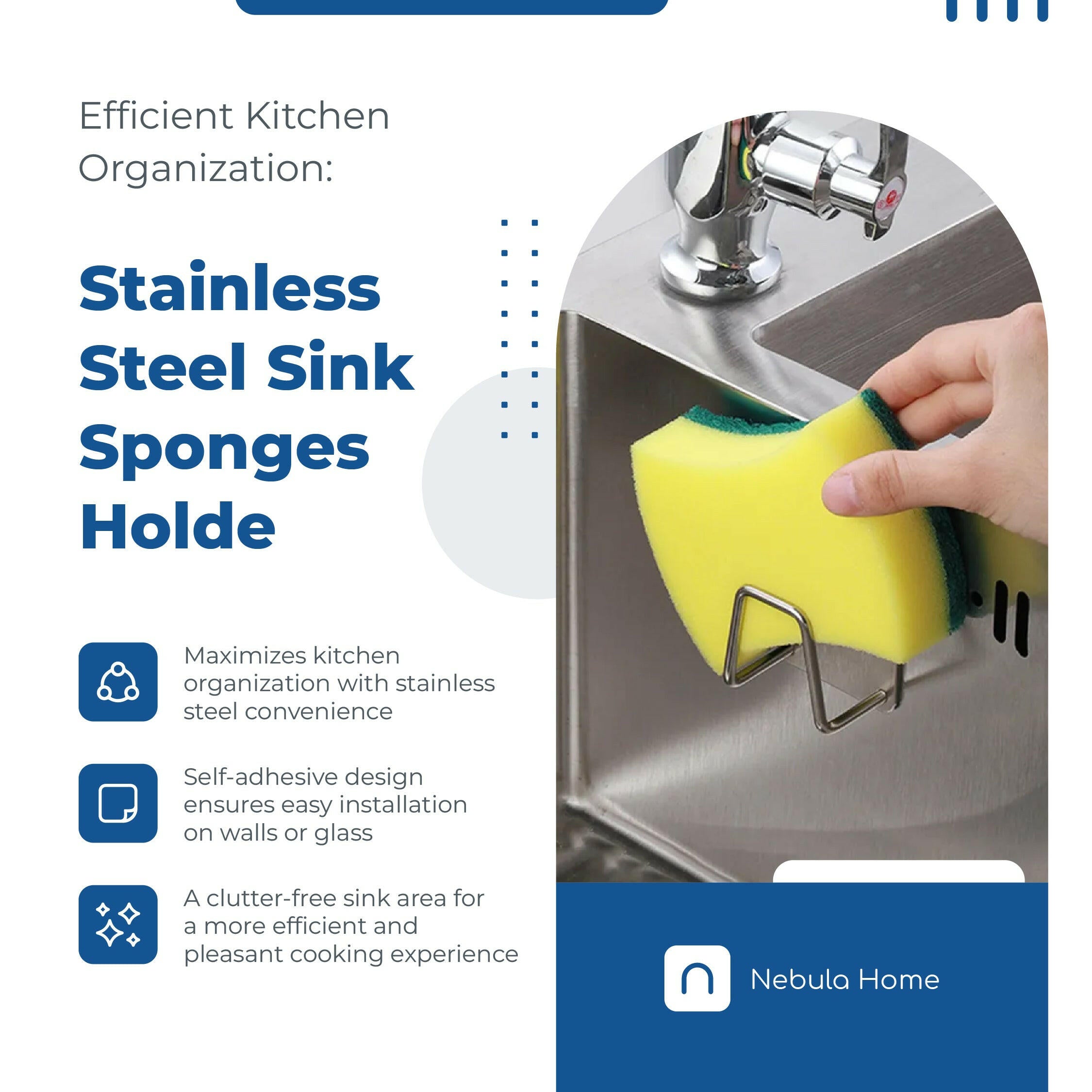Sleek Sink Sponges Organizer (Pack of 2): Stainless Steel Storage Solution