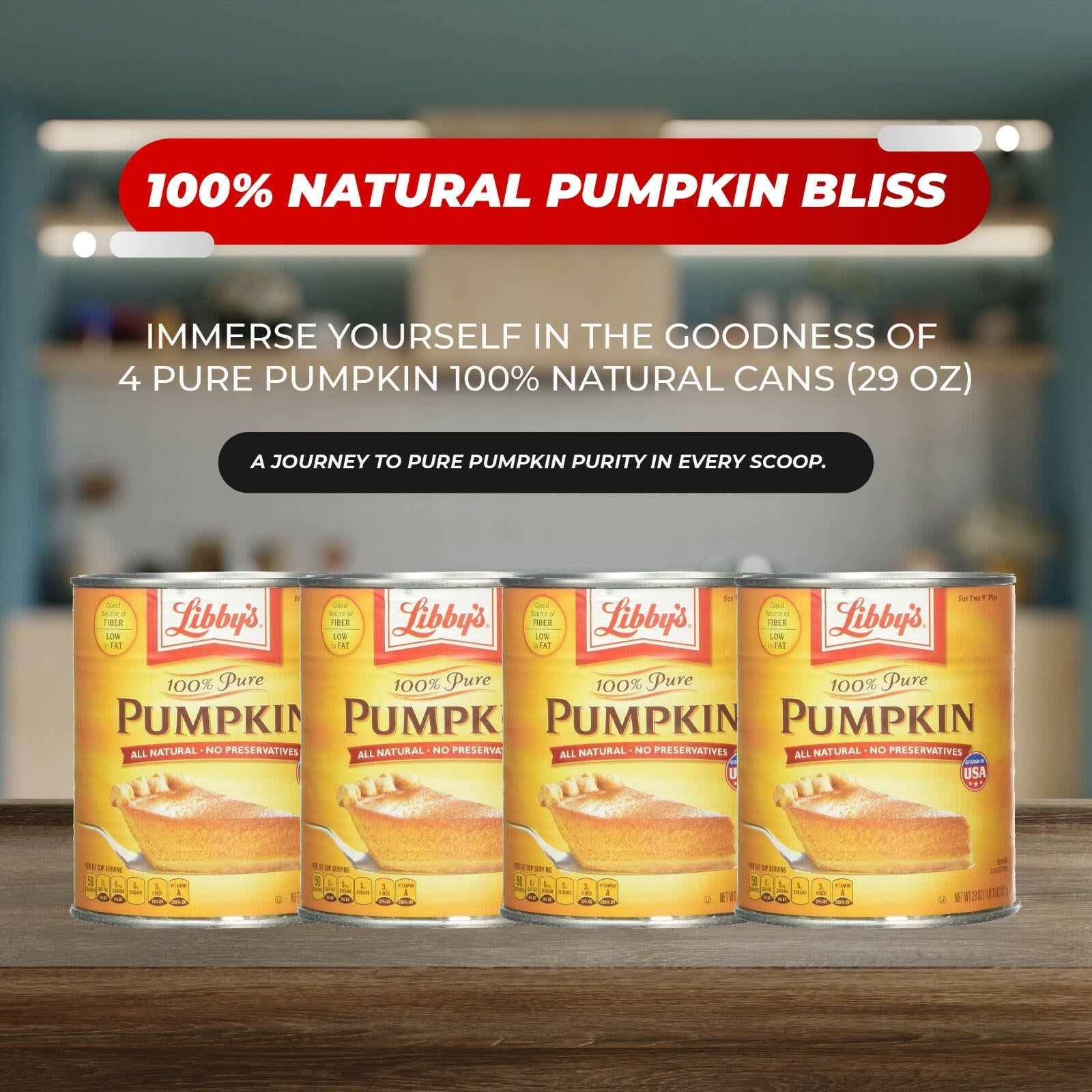 4 Libby's Pure Pumpkin 100% Natural, 29 oz + 4 Catsa Essentials Stirrers with Catsa Essentials Pack Box