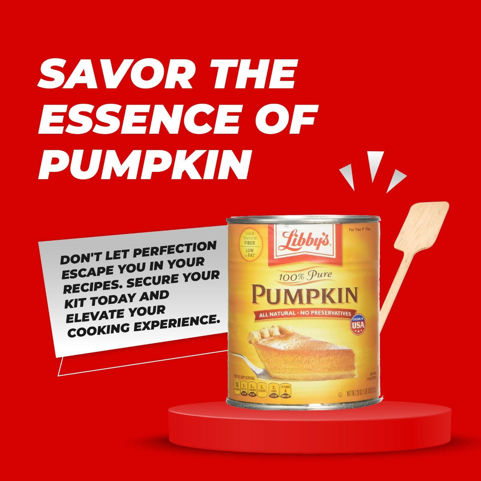 4 Libby's Pure Pumpkin 100% Natural, 29 oz + 4 Catsa Essentials Stirrers with Catsa Essentials Pack Box